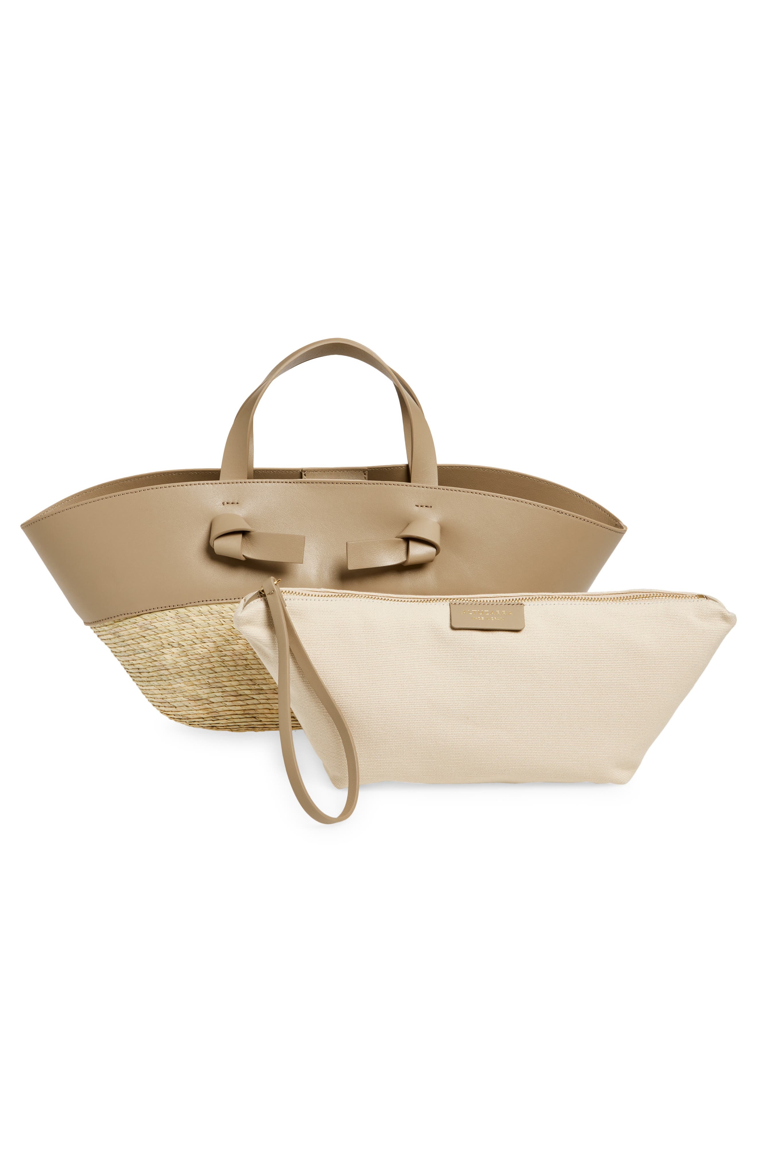 Altuzarra Small Knot Straw & Leather Tote in Mouton at Nordstrom - 3