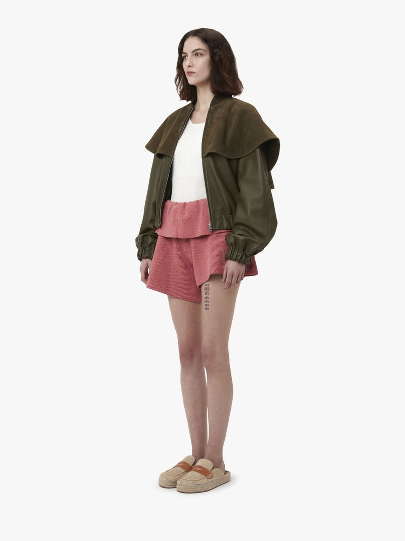 LEATHER BOMBER JACKET WITH OVERSIZED COLLAR 4