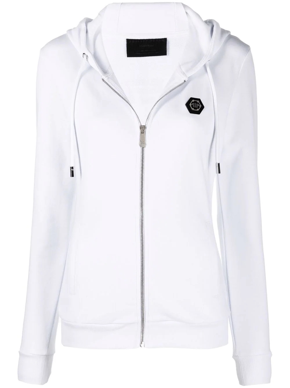 Skull logo print stud detail hoodie - 1