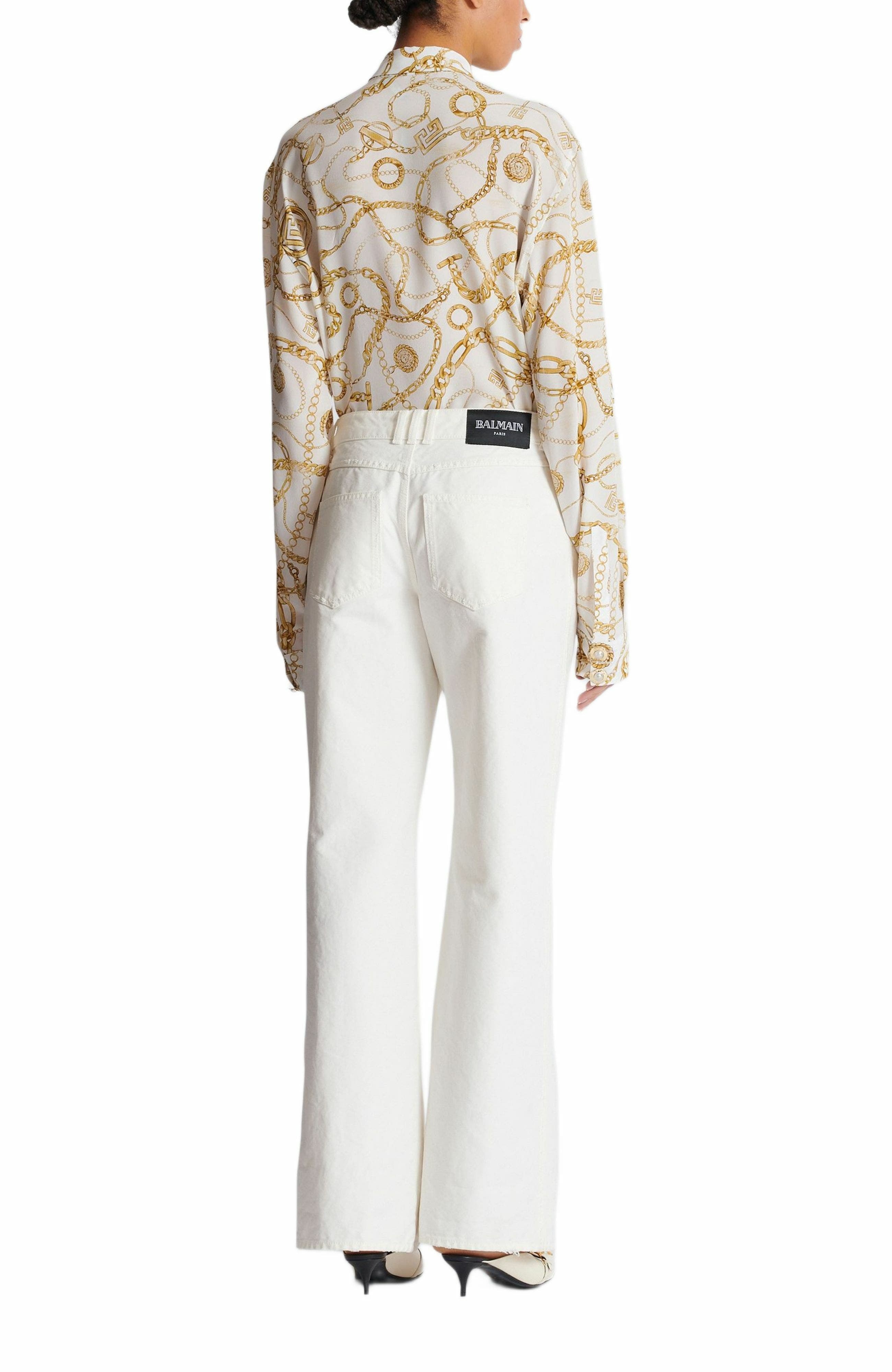Balmain Plain denim straight-fit jeans in White at Nordstrom - 3