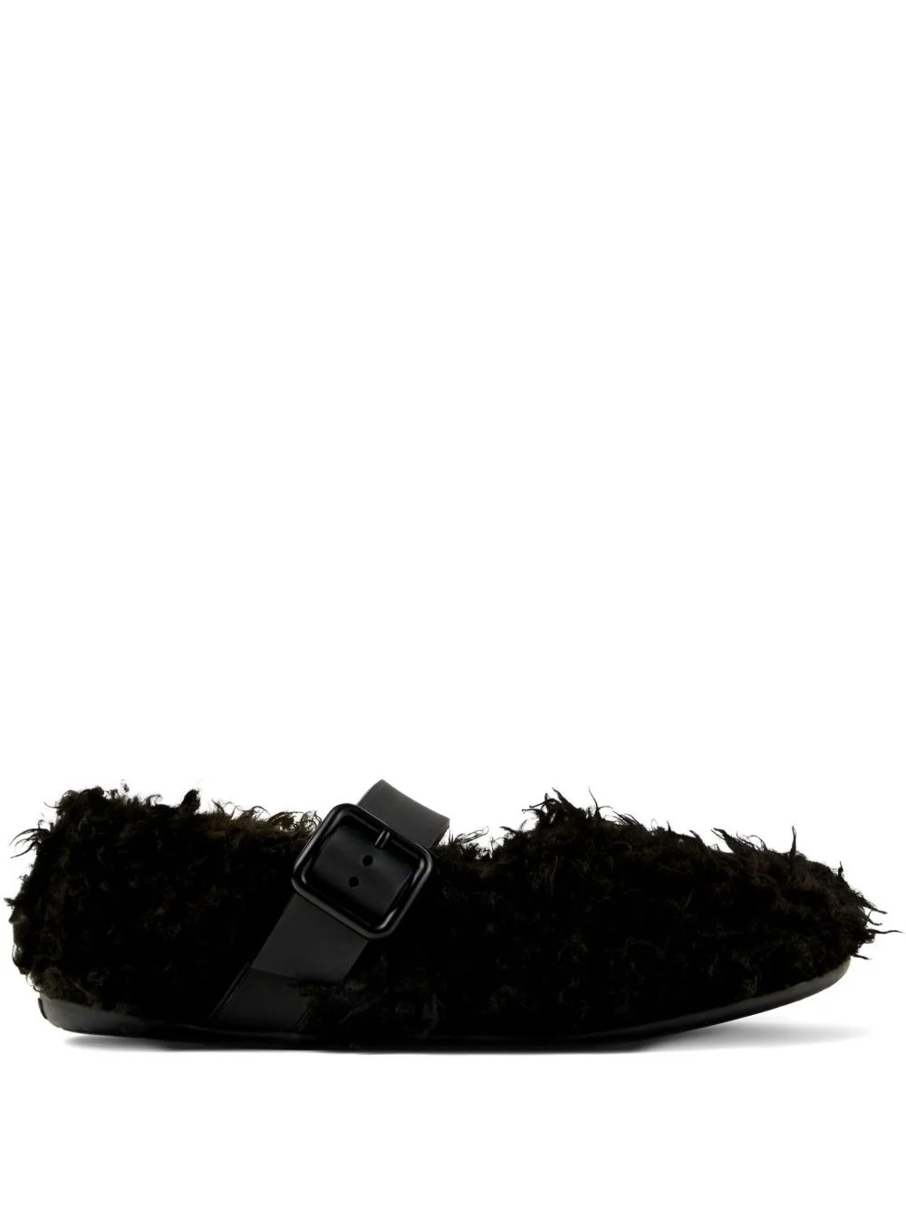 Wabi buckle-fastening furry flat pumps - 1