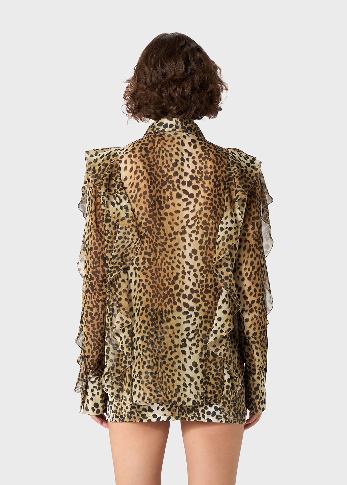 PRINTED GEORGETTE SHIRT WITH RUFFLES - 4