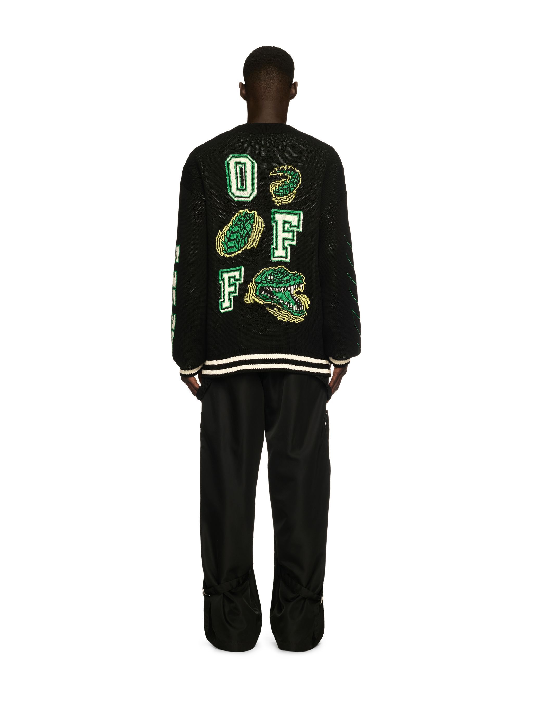 Black Crocodile Varsity Cardigan - 4