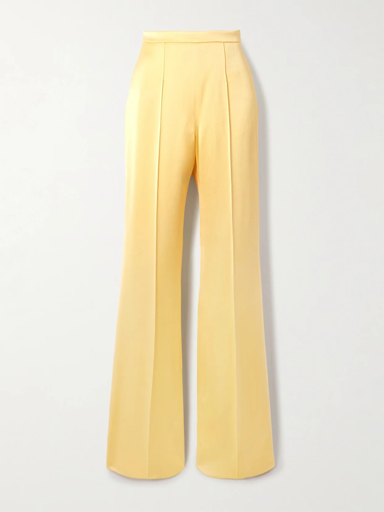 Pintucked Satin Straight-leg Pants - 1