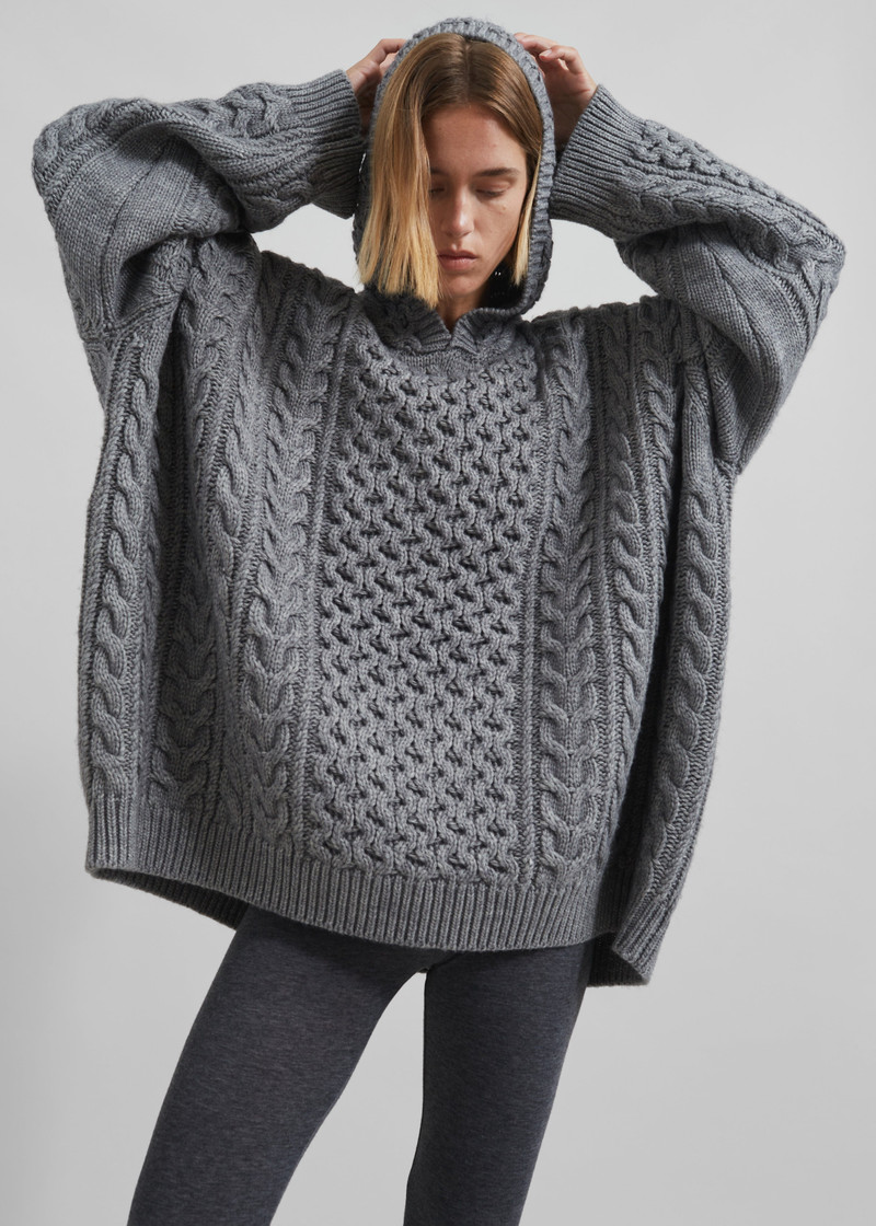 Adare Braided Knit Hoodie - Grey 4