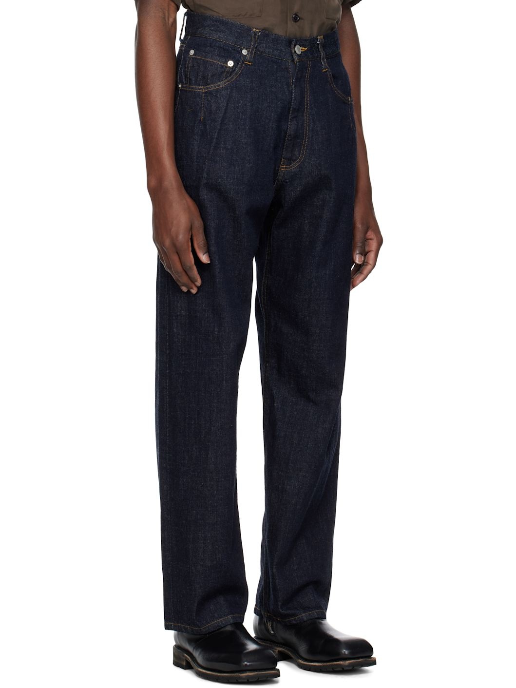 Navy Wide Straight 5P Jeans - 2