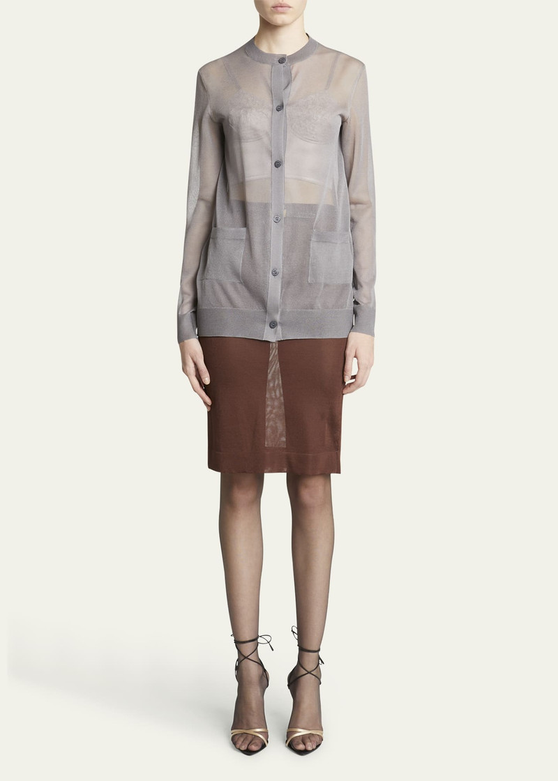 SAINT LAURENT Sheer Knit Button-Front Cardigan outlook