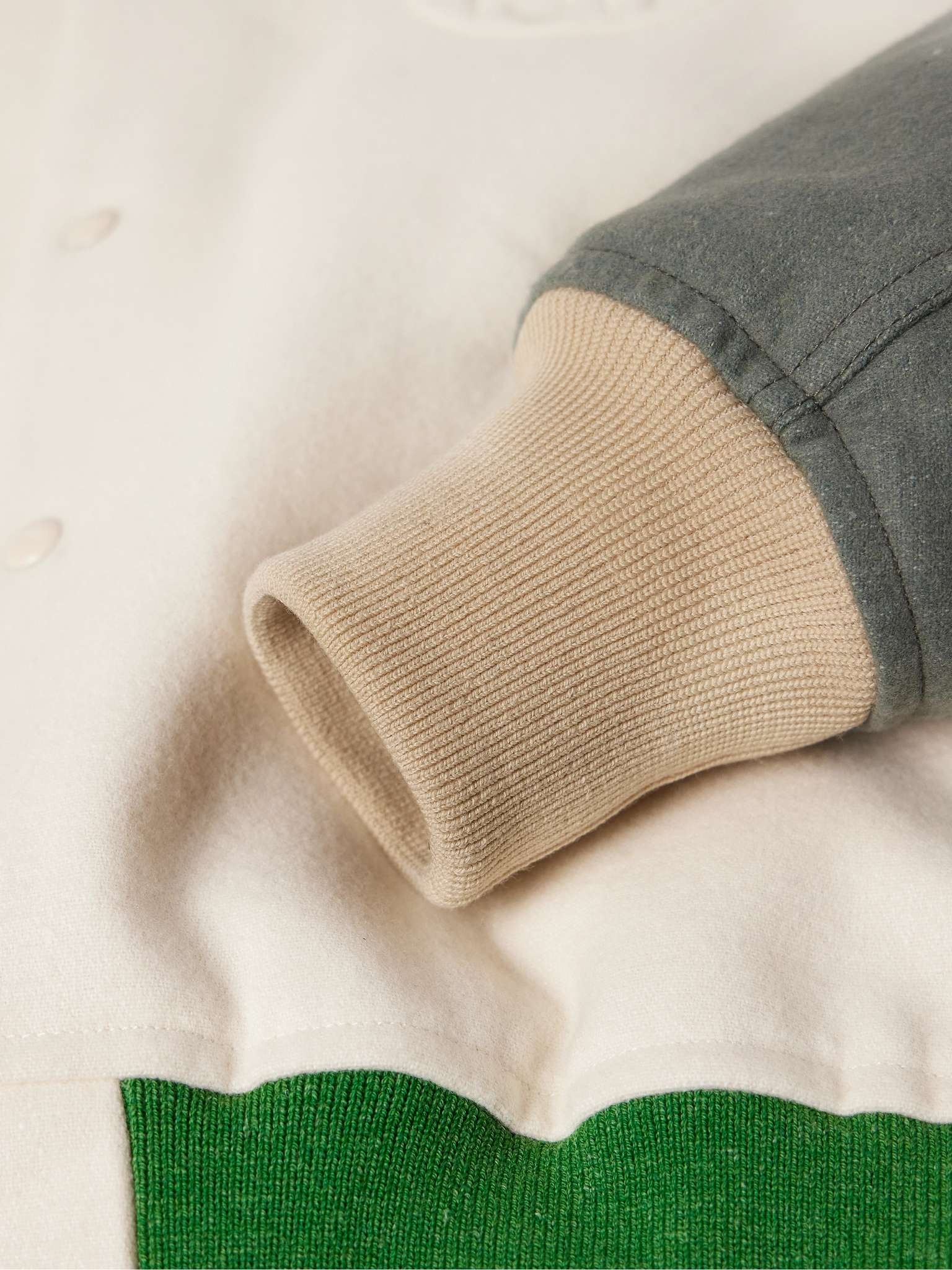 Colour-Block Logo-Appliquéd Wool and Linen-Blend Varsity Jacket - 3