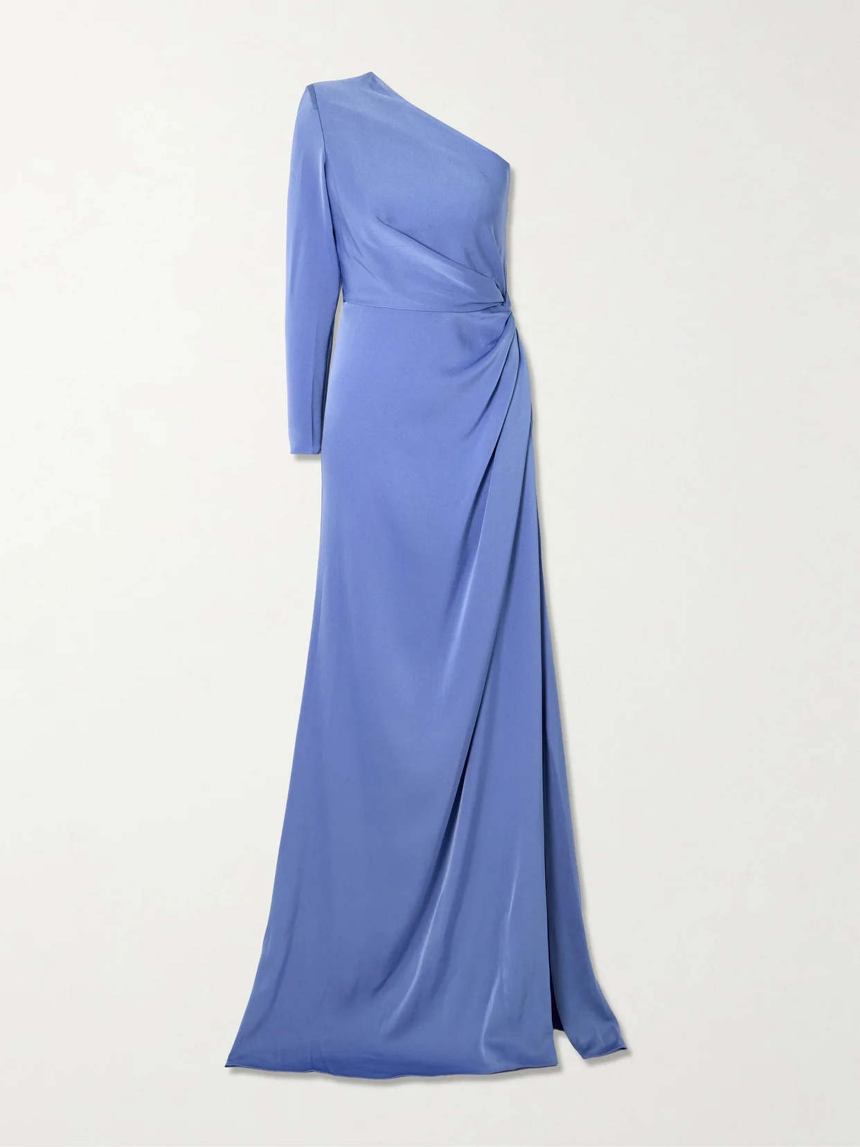 One-shoulder Gathered Satin-crepe Gown - 1