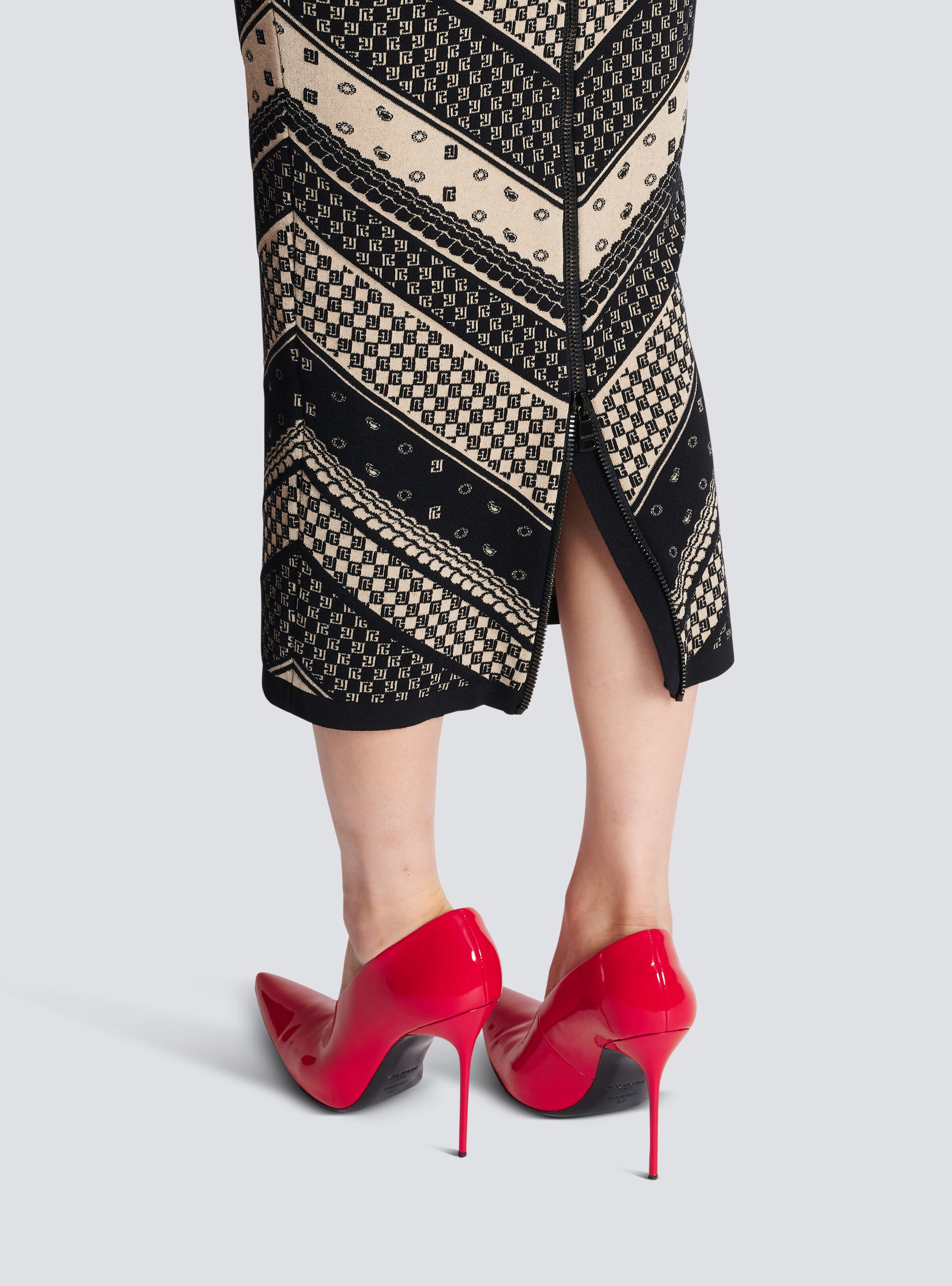 Monogram and paisley knit skirt - 6