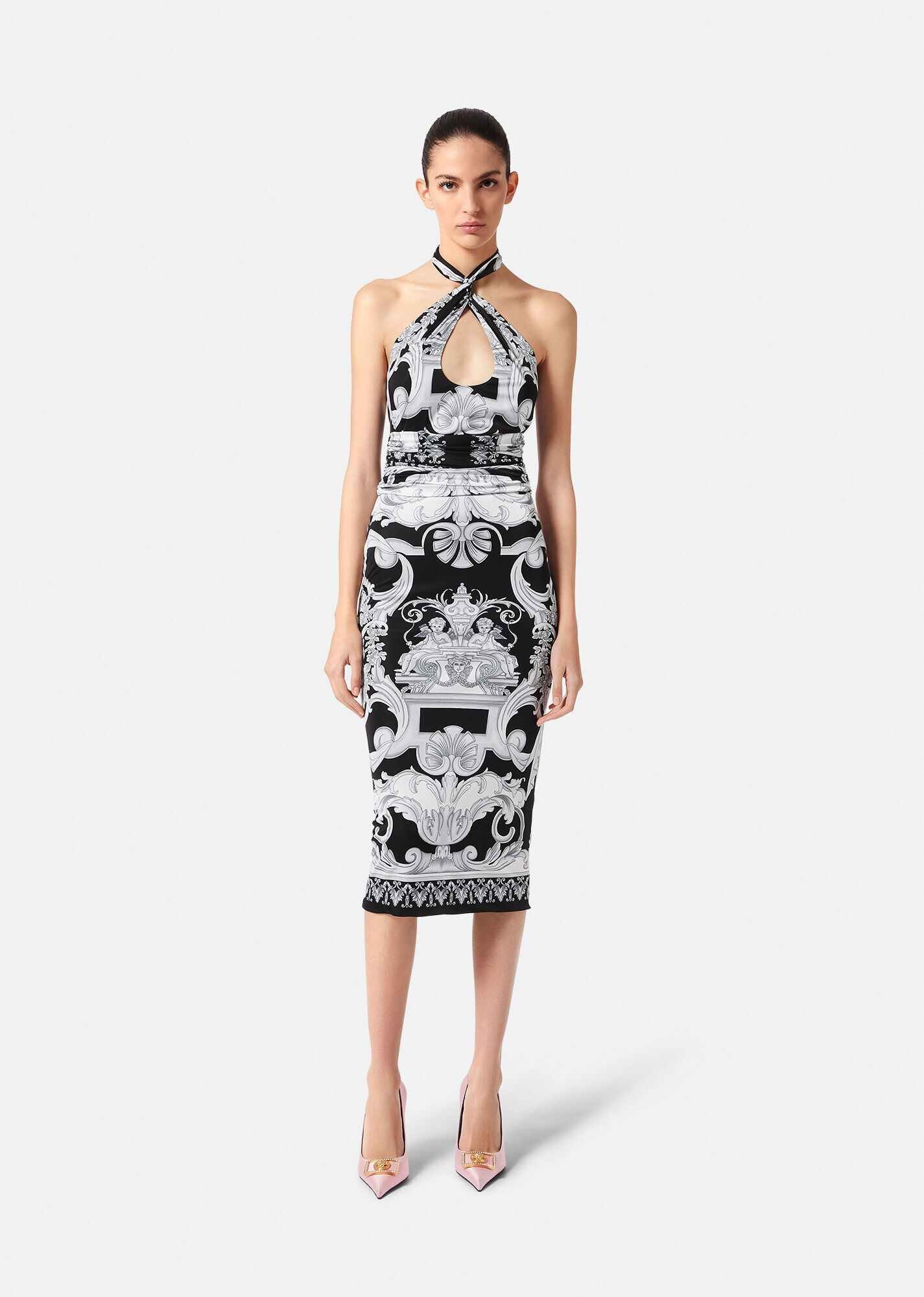 Silver Baroque Halter Dress - 3