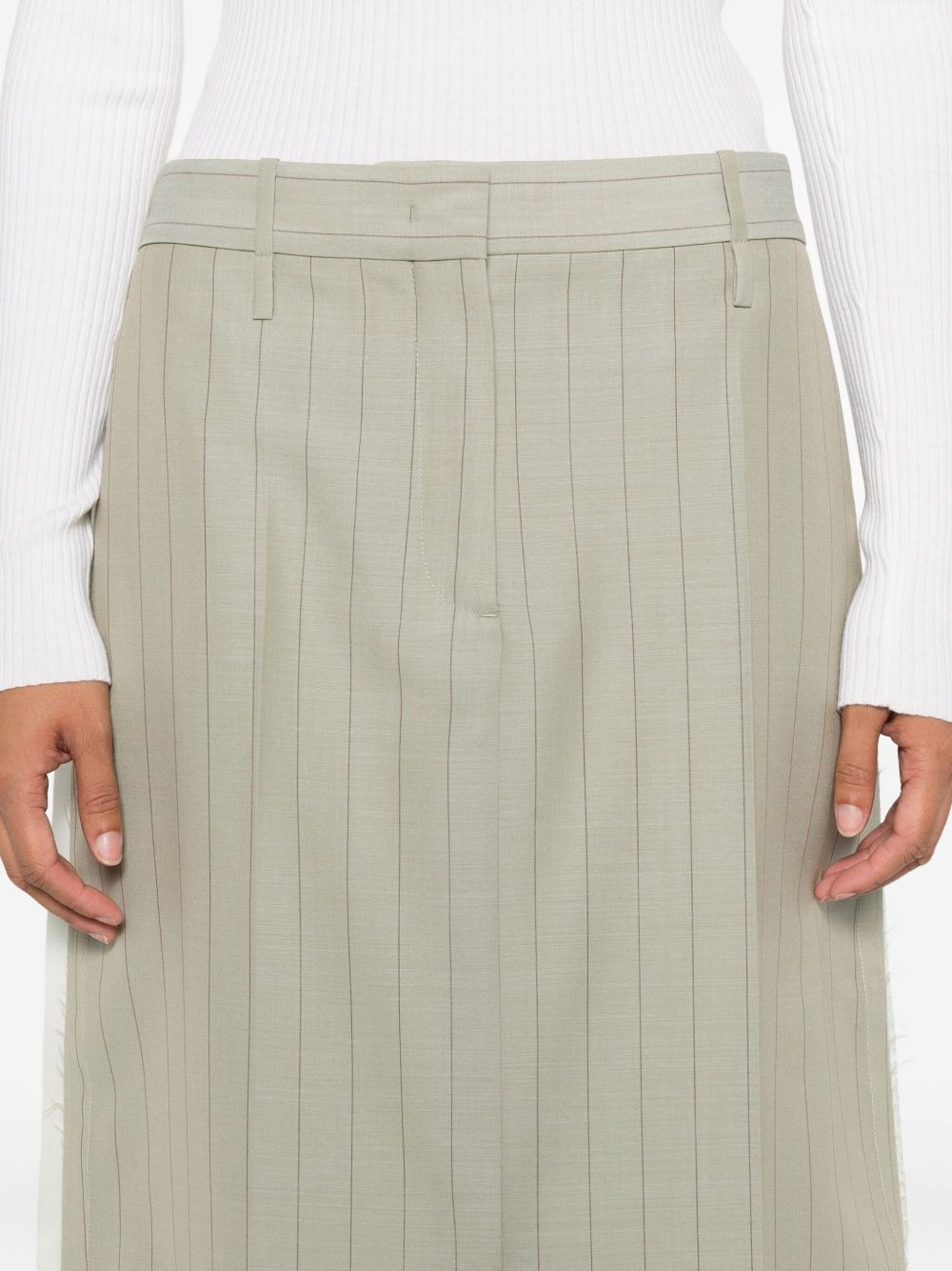 pinstripe frayed skirt - 5