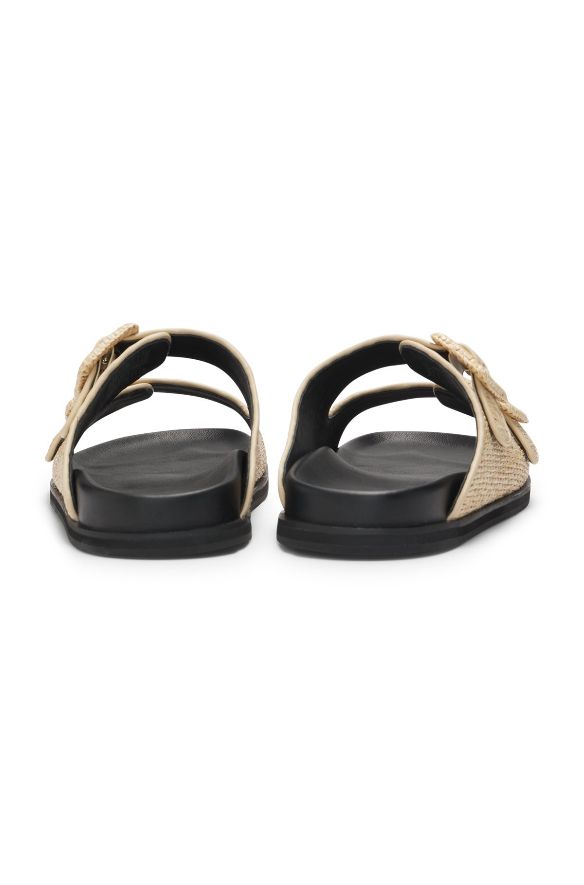 RAFFIA SLIDES WITH BUCKLED STRAPS - 6