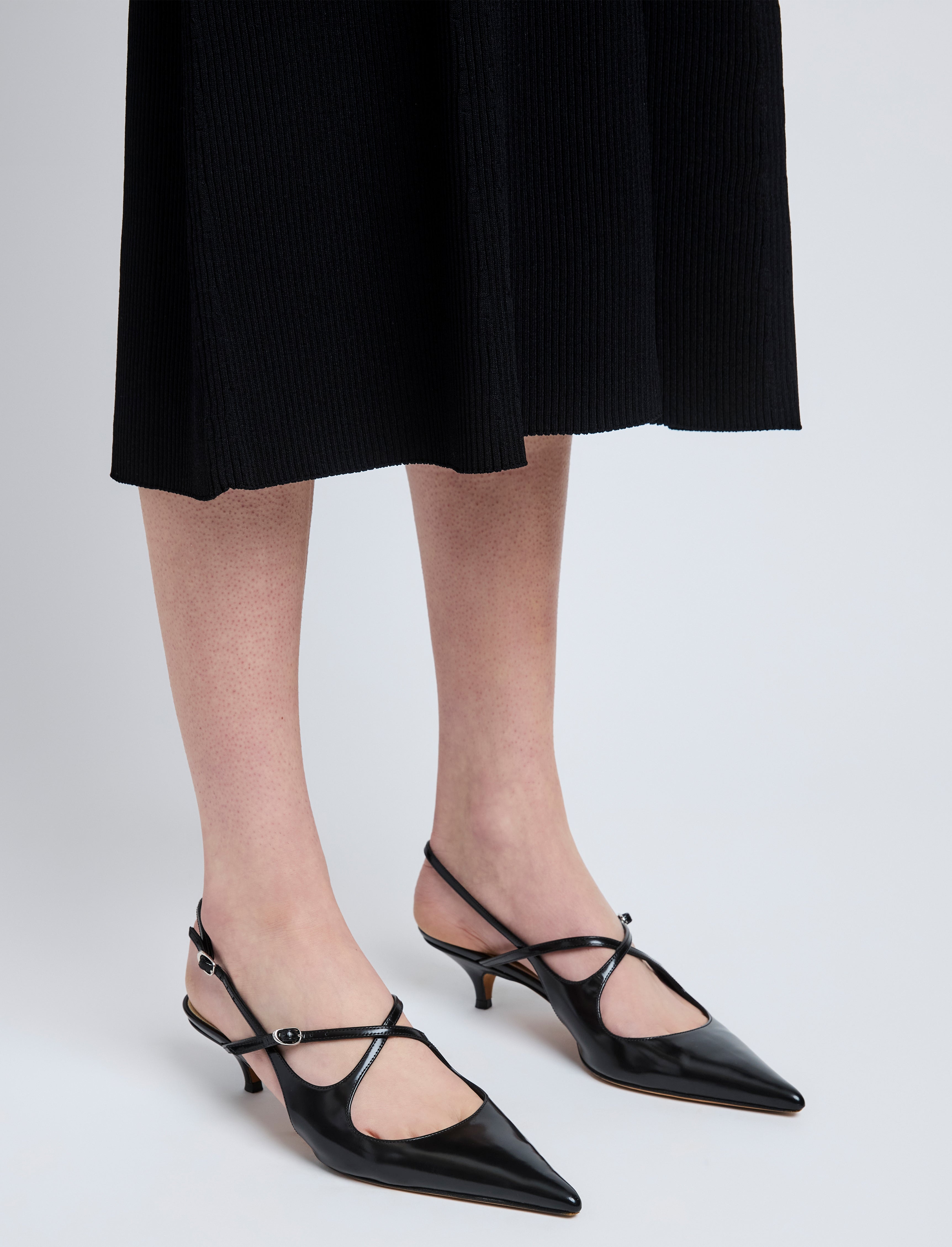 Slash Crossover Slingback Pumps in Spazzolato Leather - 5
