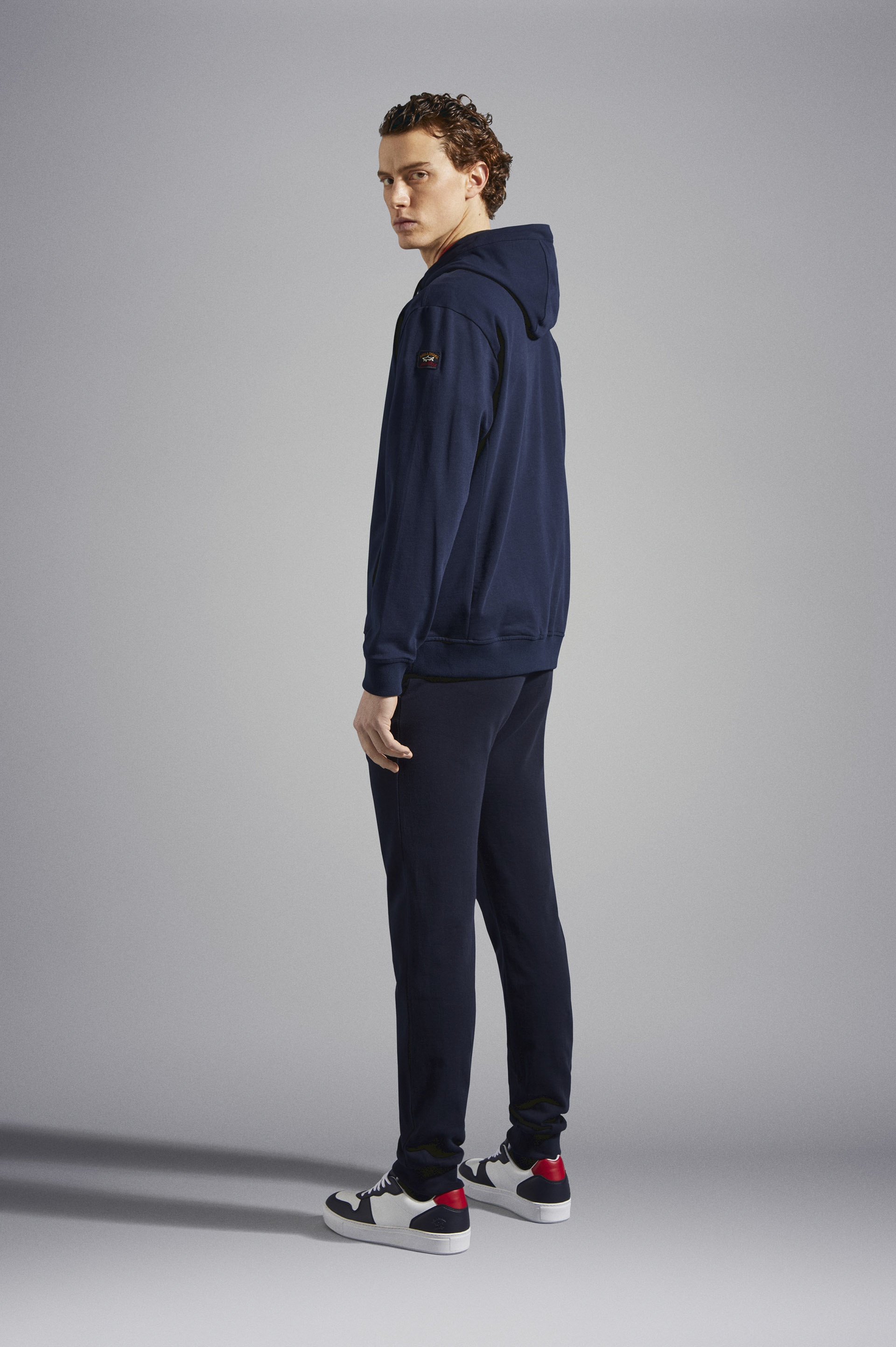 COTTON FULL ZIP SWEATSHIRT WITH ICONIC BADGE - 3
