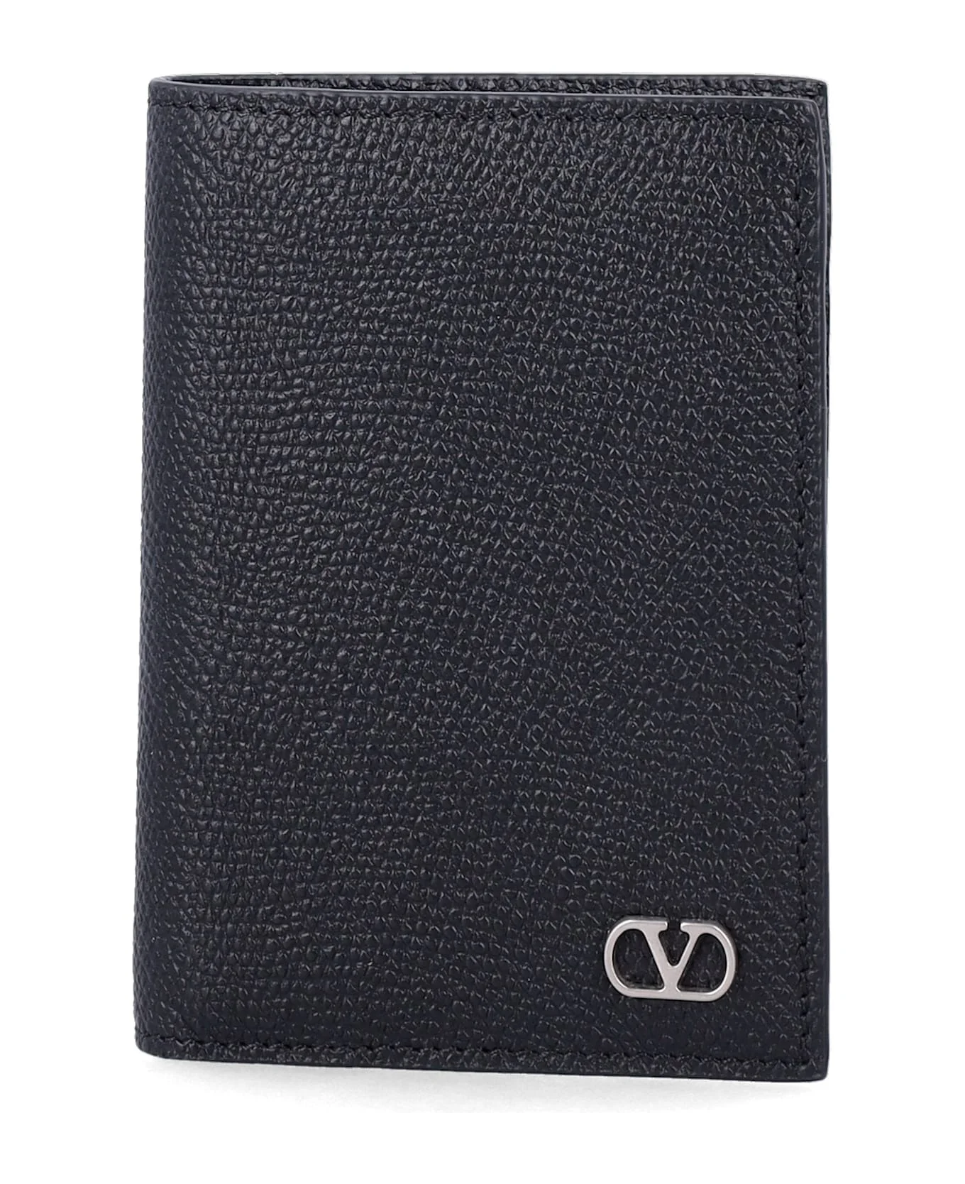 Valentino Garavani Vlogo Signature Grainy Calfskin Bi-fold Wallet - 1