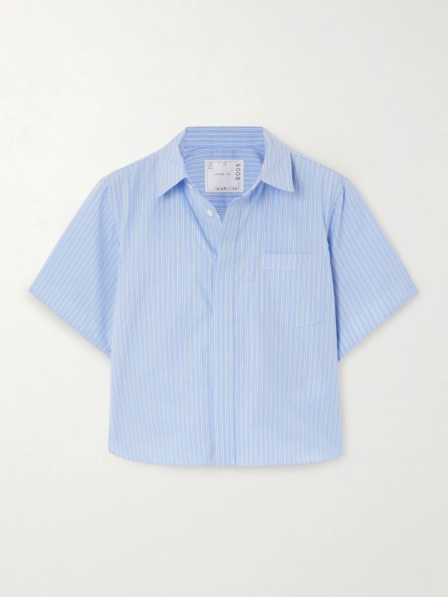 Cropped poplin shirt Light blue - 1
