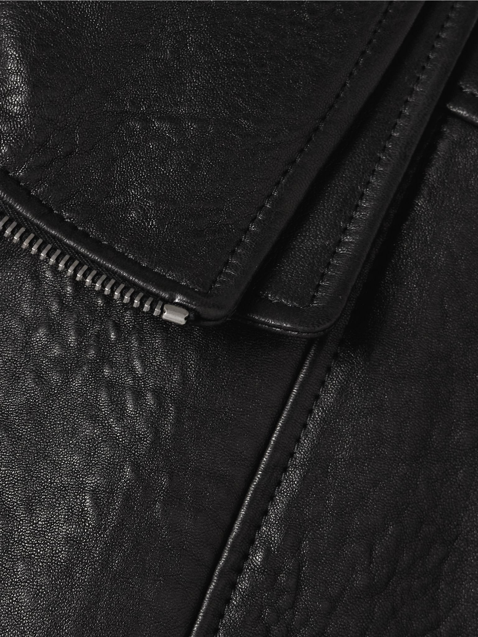 Oversized textured-leather jacket Black - 4