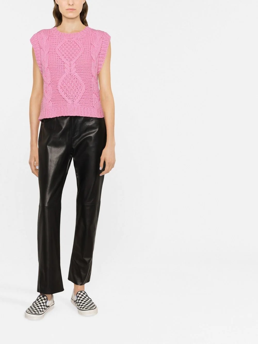 straight-leg leather trousers - 2