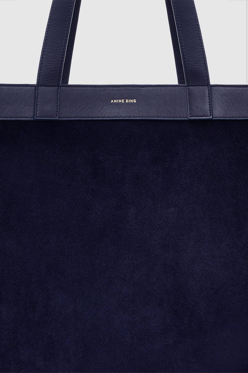 Medium Rio Tote - Navy Suede 6