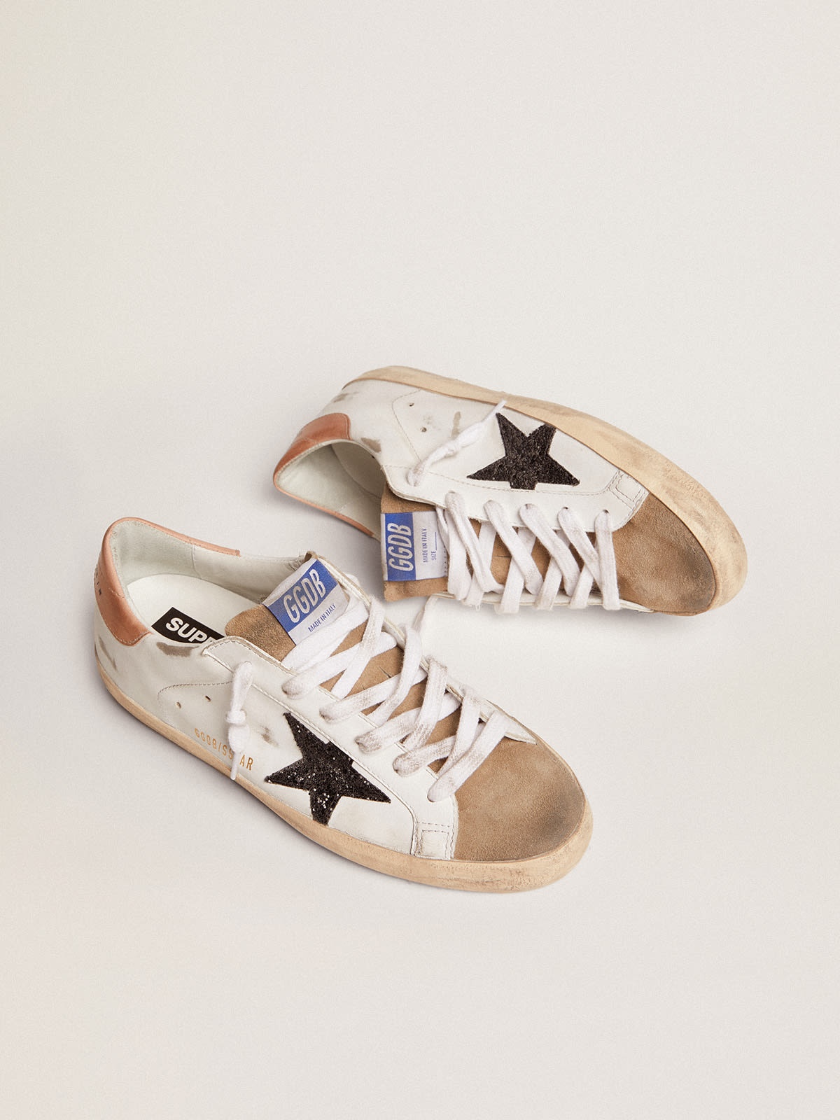 Super-Star sneakers with black glitter star and old-rose leather heel tab - 2