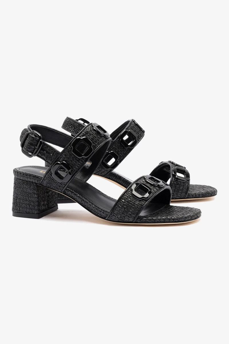 Milan Sandal In Black Wave Raffia 3