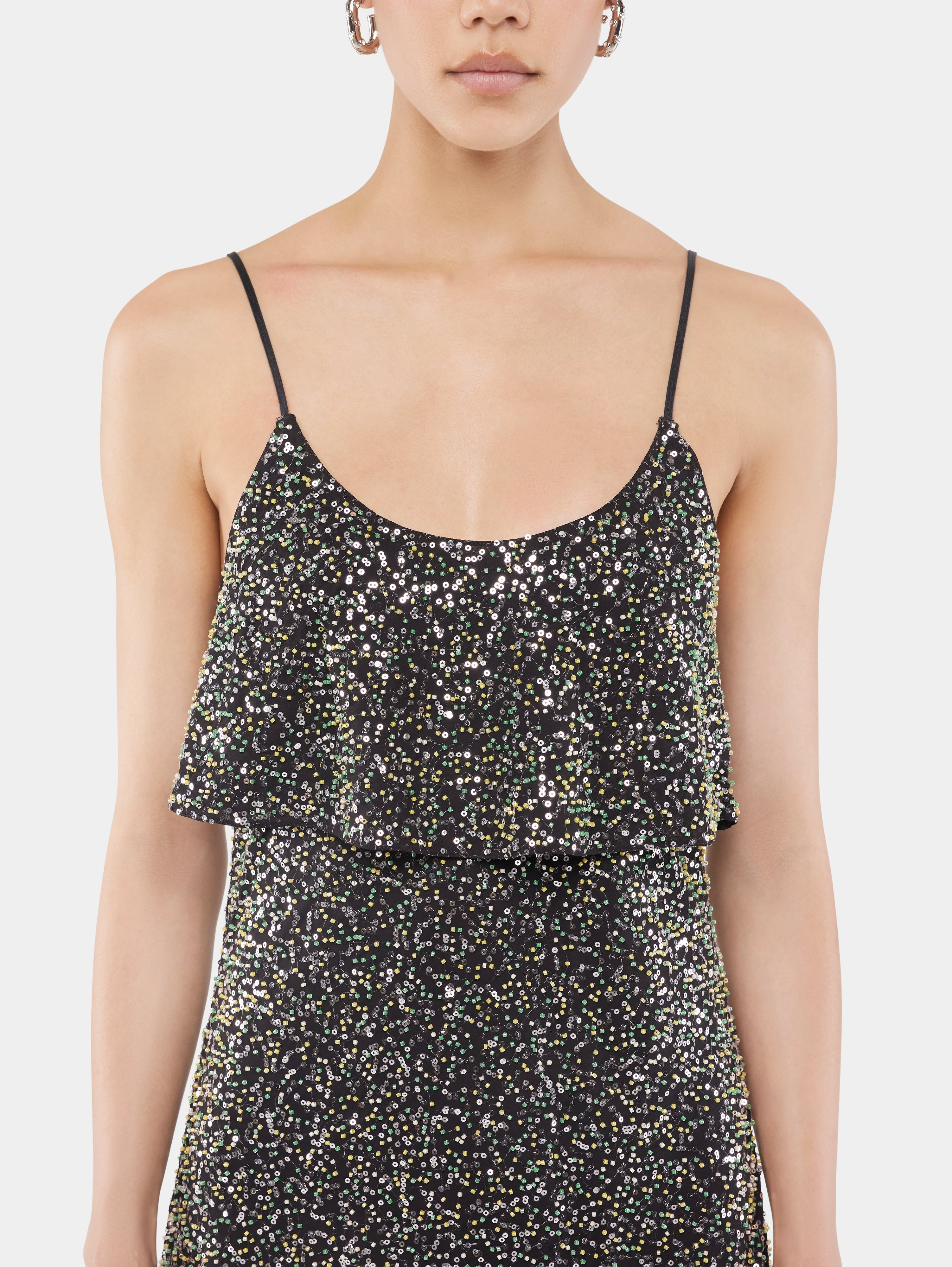 MIDI DRESS IN CREPE WITH SEQUIN EMBROIDERY DETAILS - 5