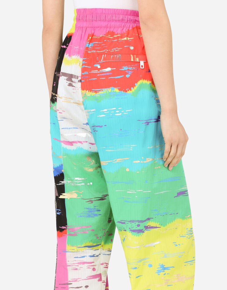 Nylon joggers with multi-colored glitch print - 5