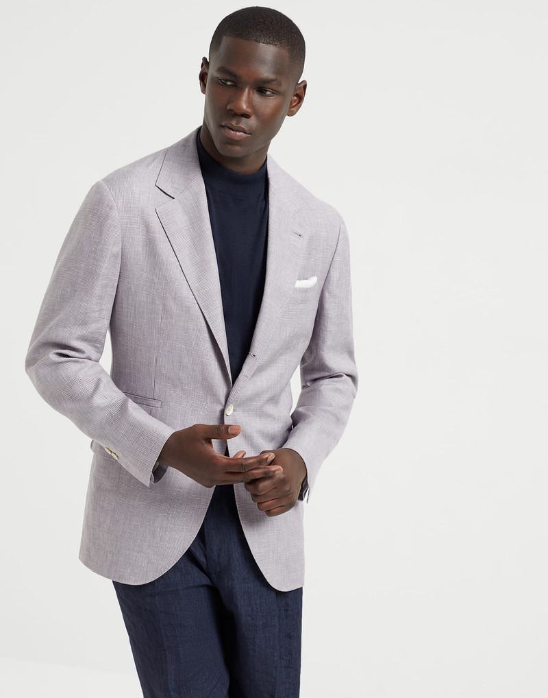 Wool, linen and silk Prince of Wales deconstructed blazer 1