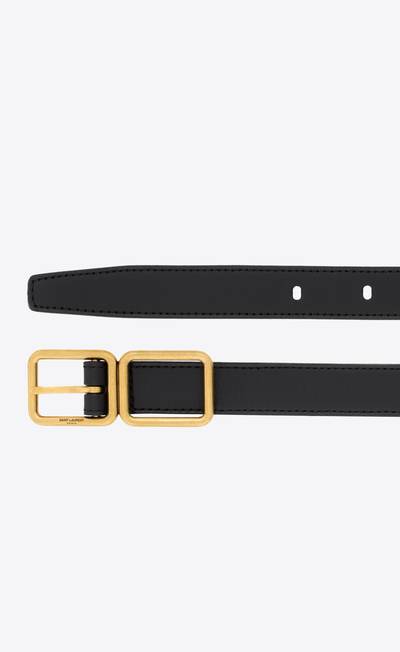 SAINT LAURENT double buckle thin belt in smooth leather outlook