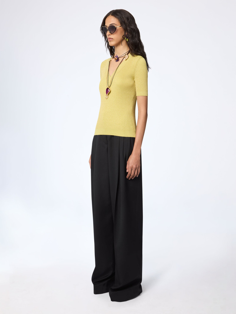 NINA RICCI Mustard V-Neck Knit Top outlook