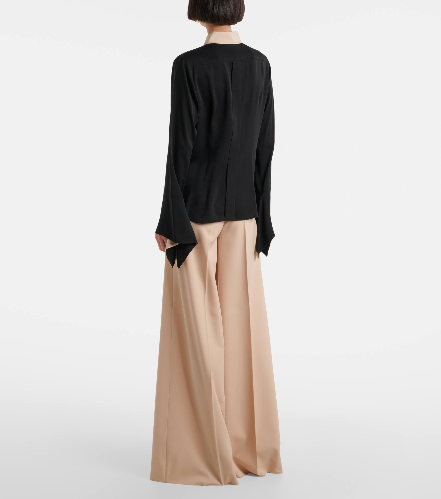 Pio high-rise silk charmeuse wide-leg pants - 3
