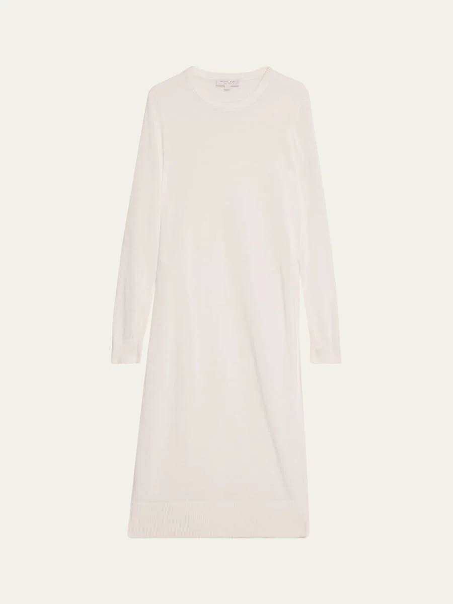 Linen Cotton Crewneck Sweater Dress - 1