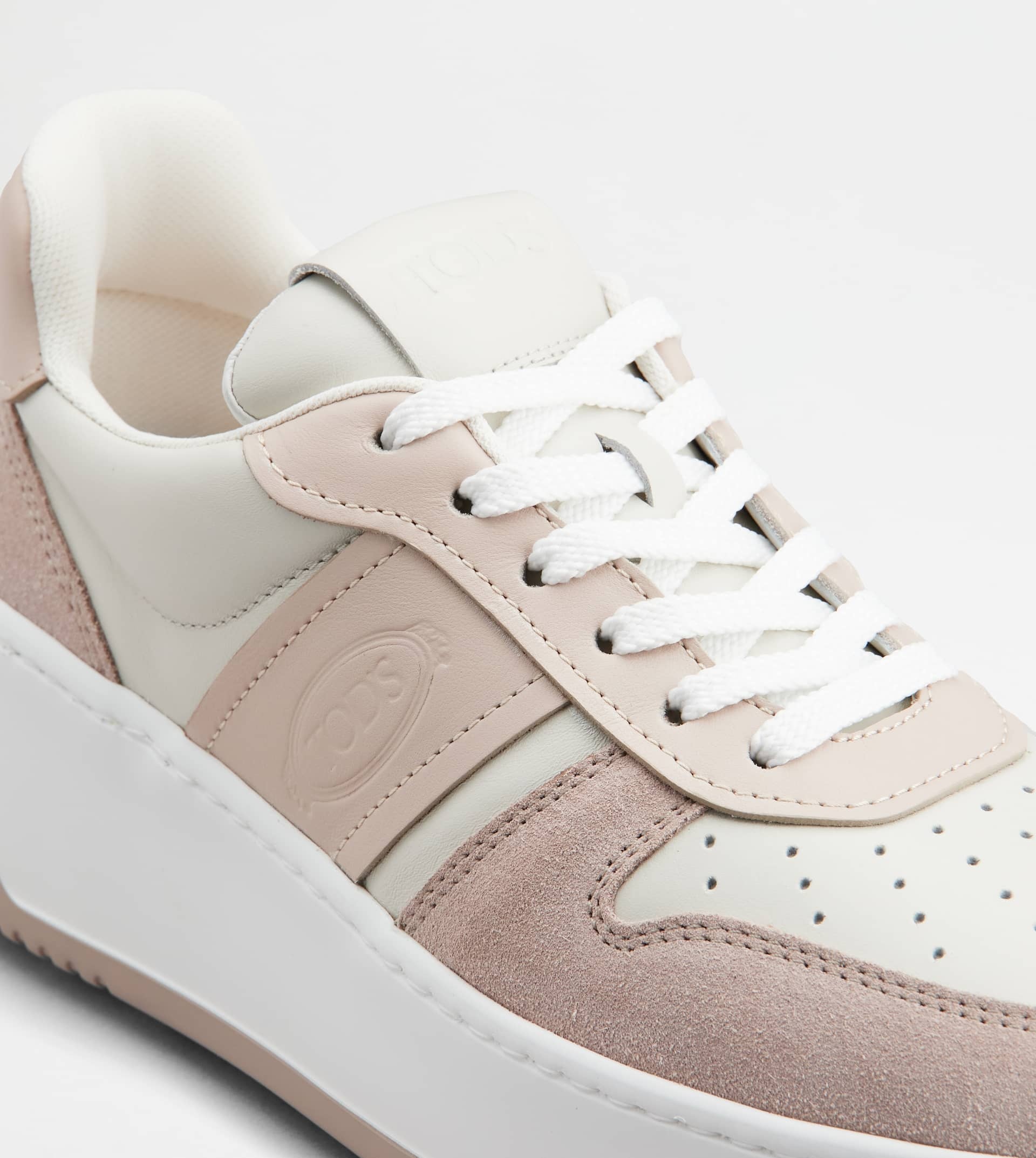 PLATFORM SNEAKERS IN LEATHER - PINK, OFF WHITE, WHITE - 5