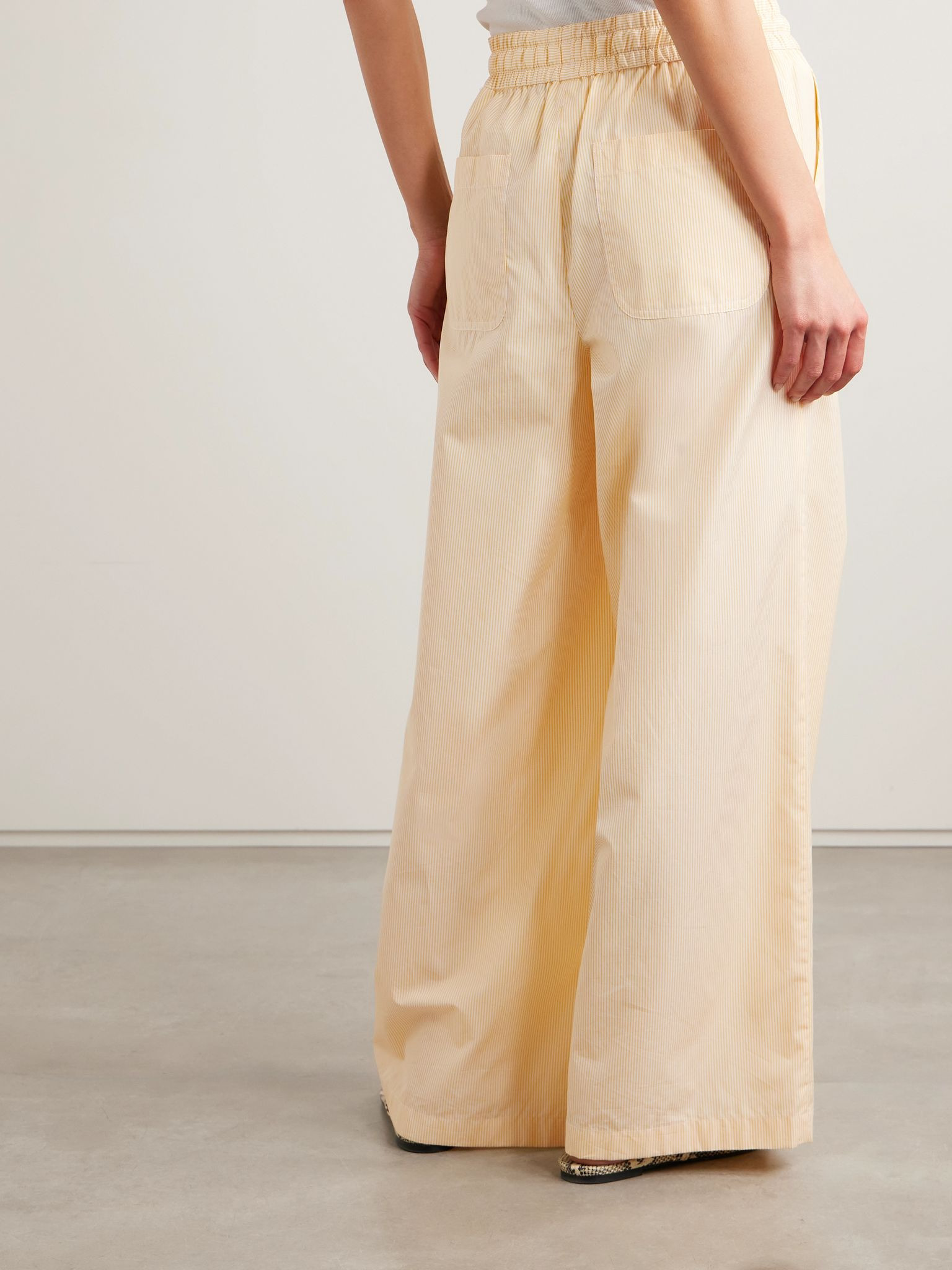 Main St. striped cotton-poplin wide-leg pants Off-white - 4