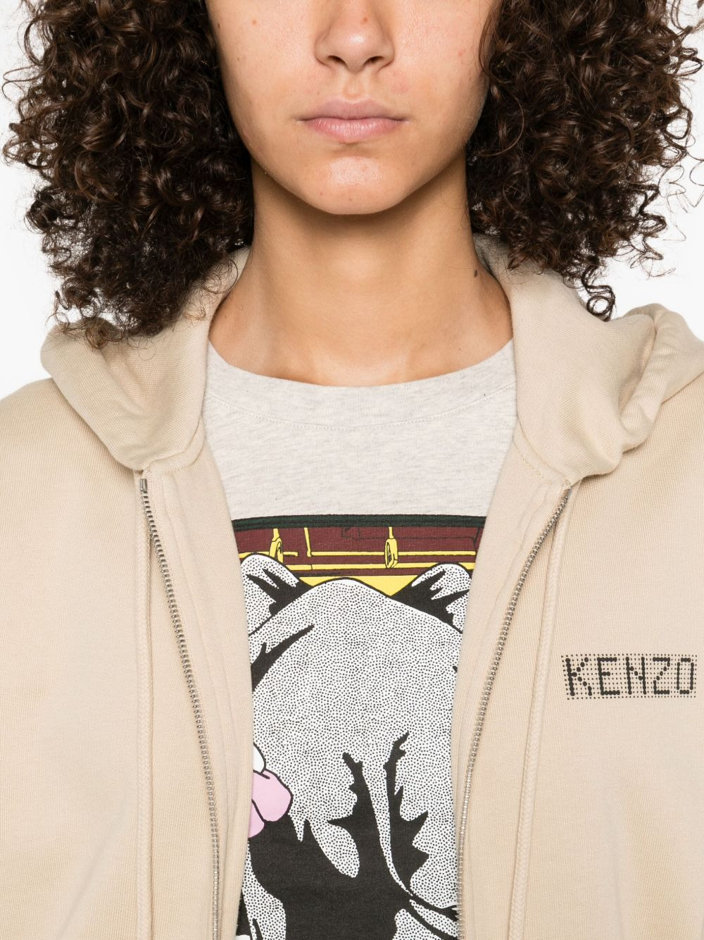 logo-detail zip-up hoodie - 5