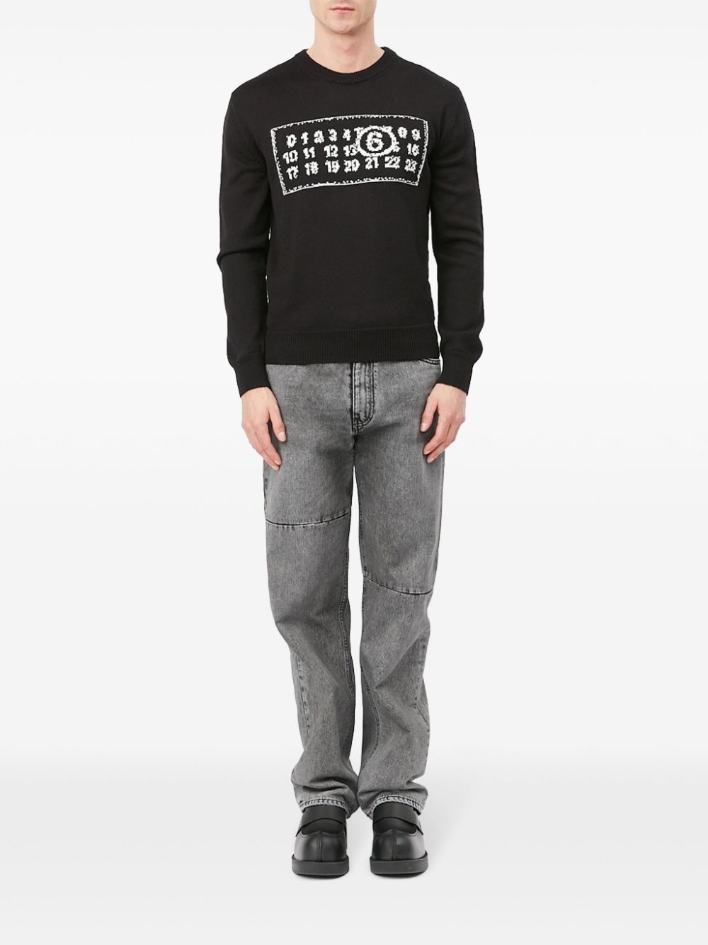 Numbers-motif crew-neck jumper - 2