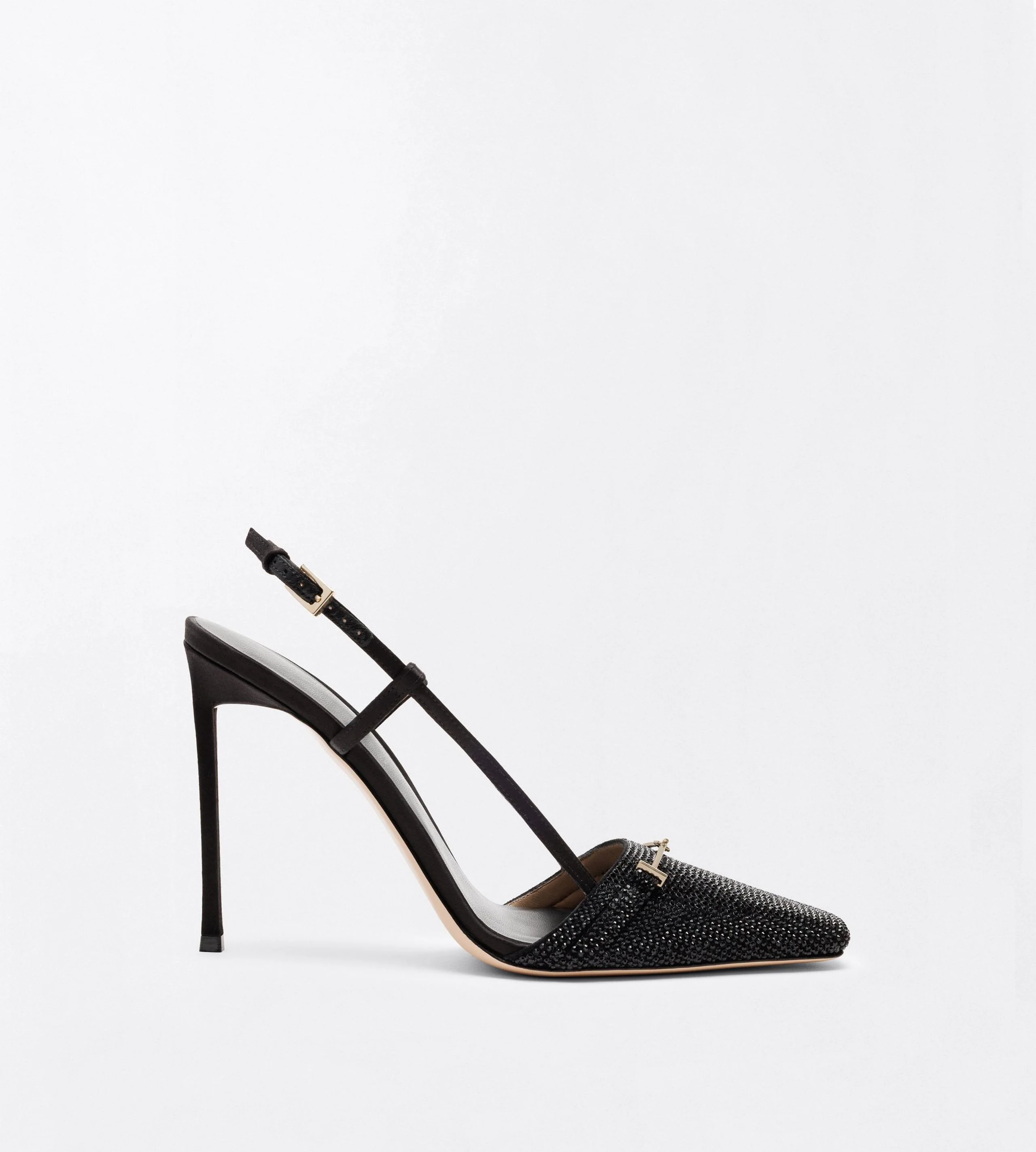 CRYSTAL STONES AND SATIN ARC SLINGBACK - 1
