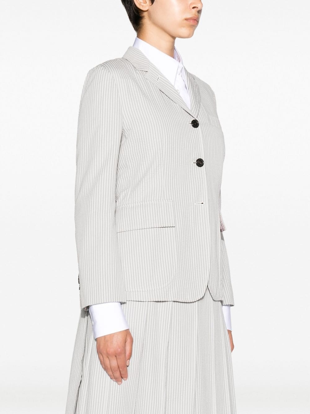 striped seersucker single-breasted blazer - 3