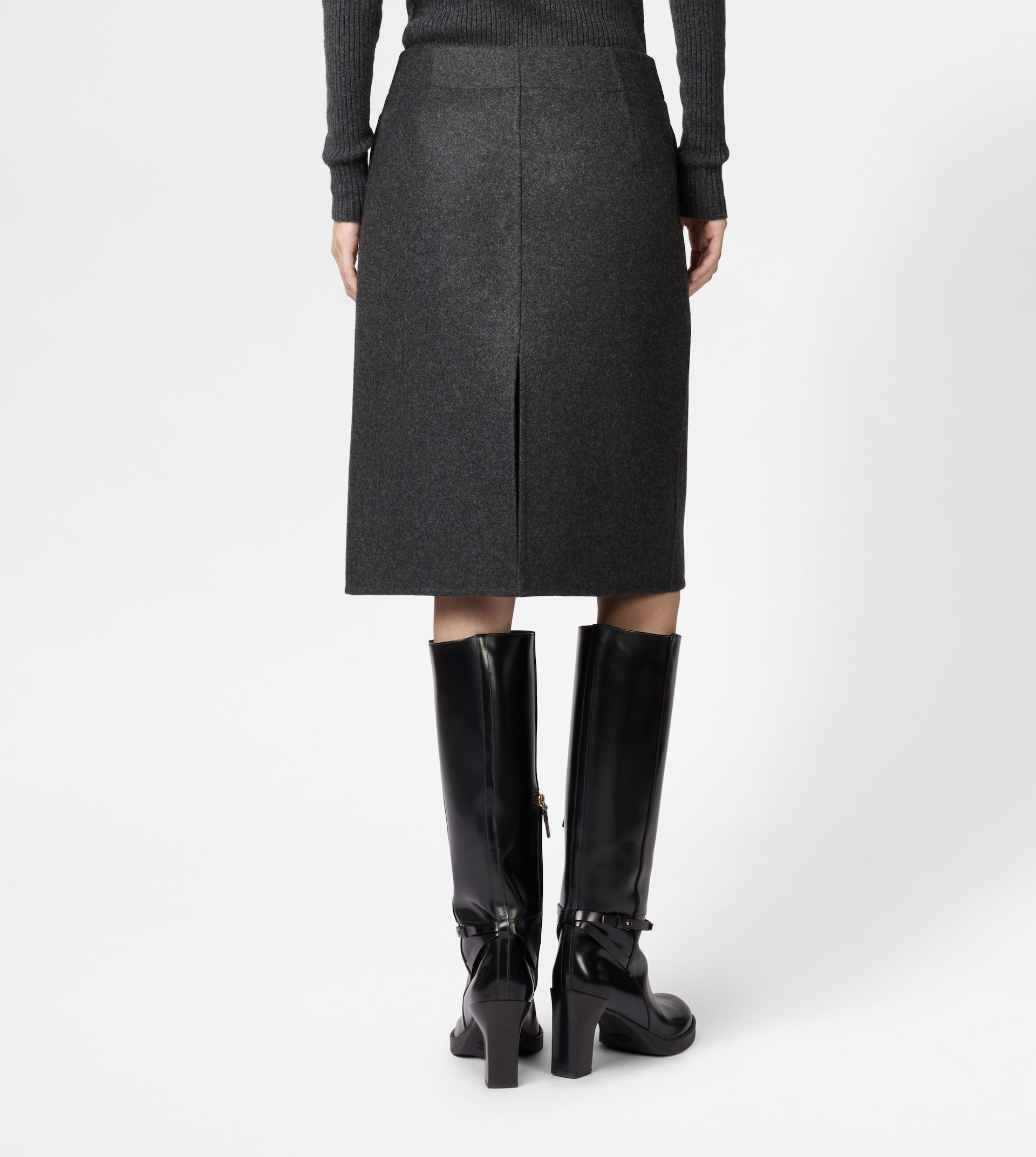 SKIRT IN DOUBLE CASHMERE - GREY - 4