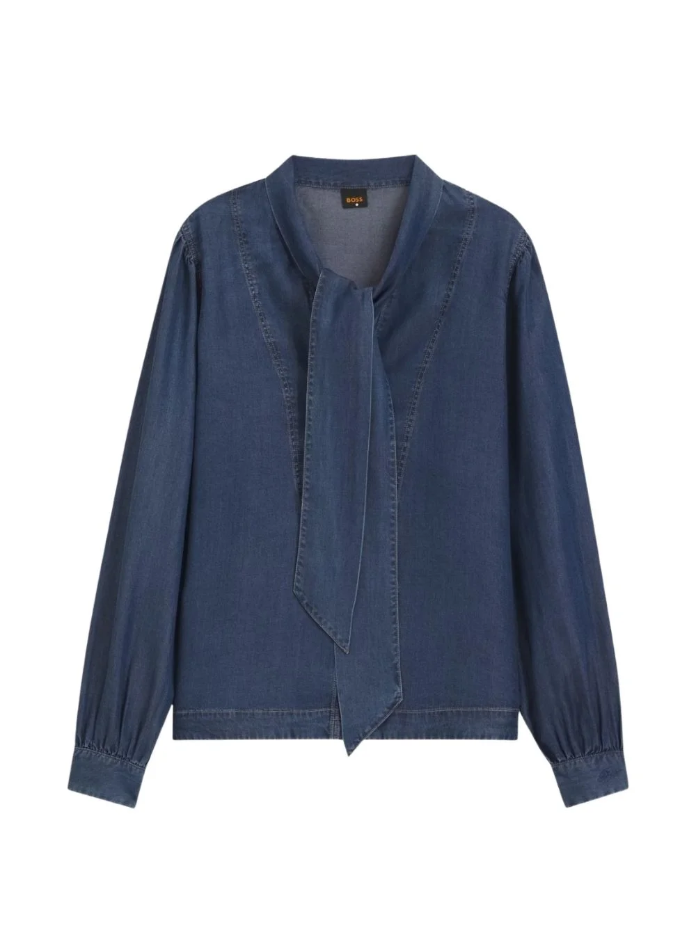 denim-look blouse with scarf detail - 1