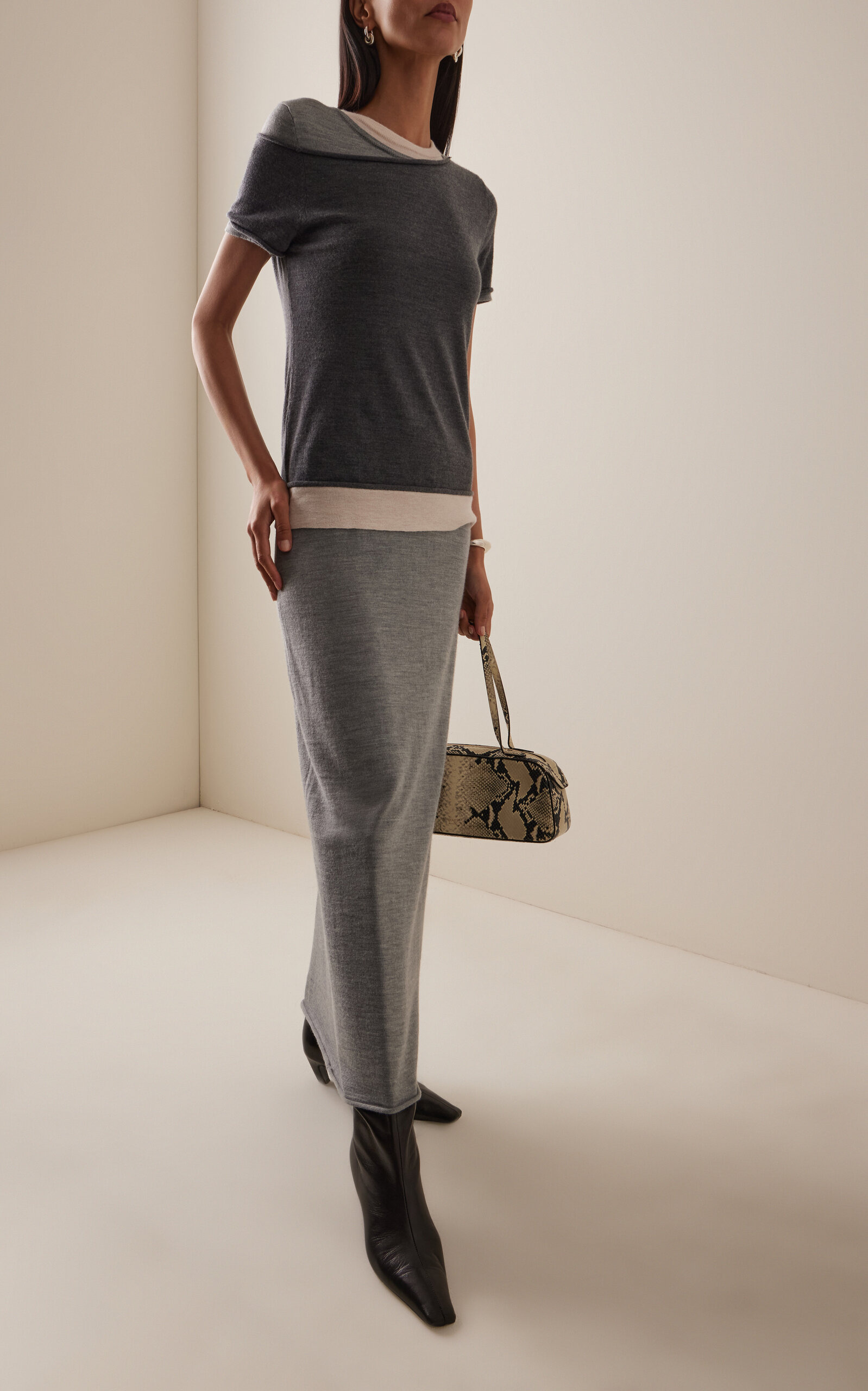 Lyric Layered Wool-Blend Jersey Dress grey - 2