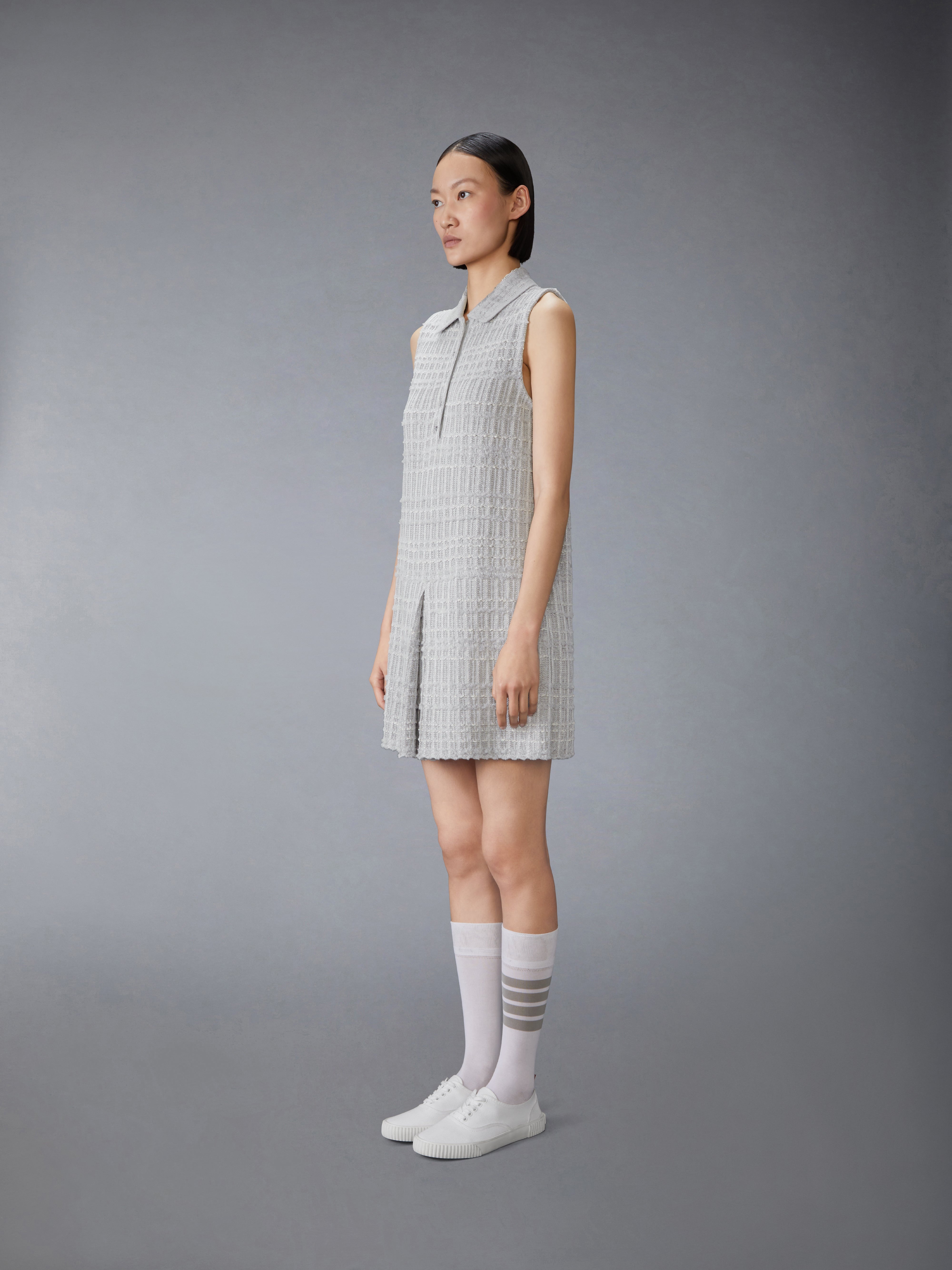 SEERSUCKER KNIT TWEED JACQUARD POLO MINI DRESS - 3