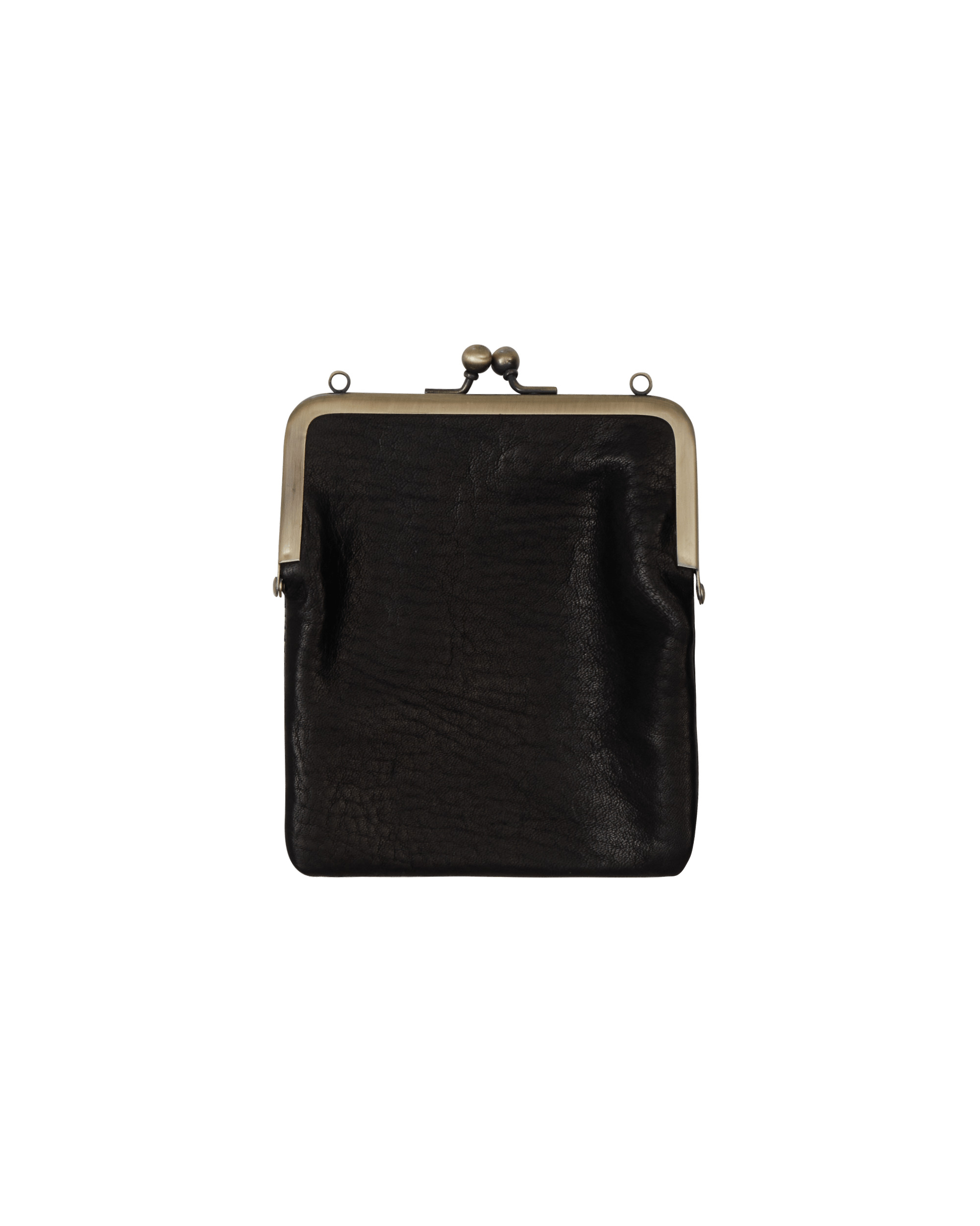 Leather Clasp Chain Pouch Black - 4
