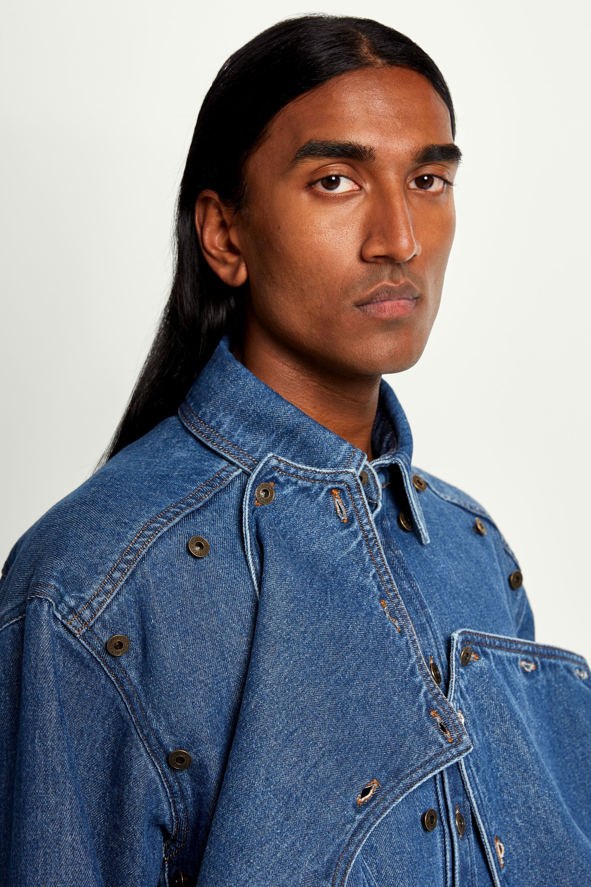 Classic Button Panel Denim Shirt - 4