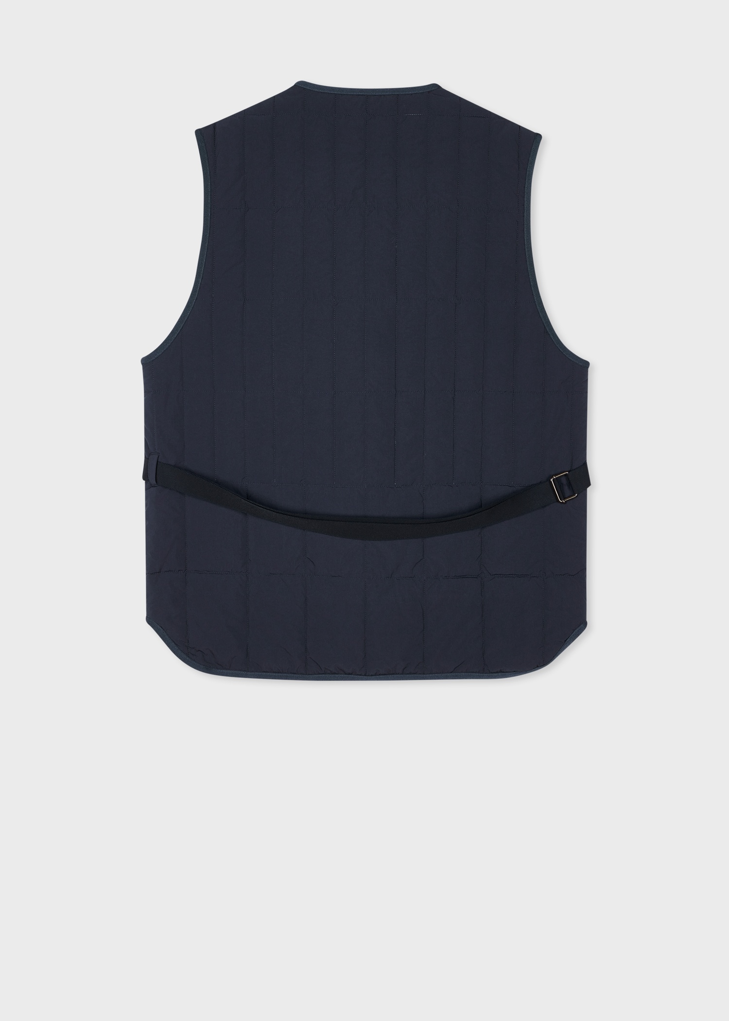 Navy Textured Nylon Quilted Gilet - 3