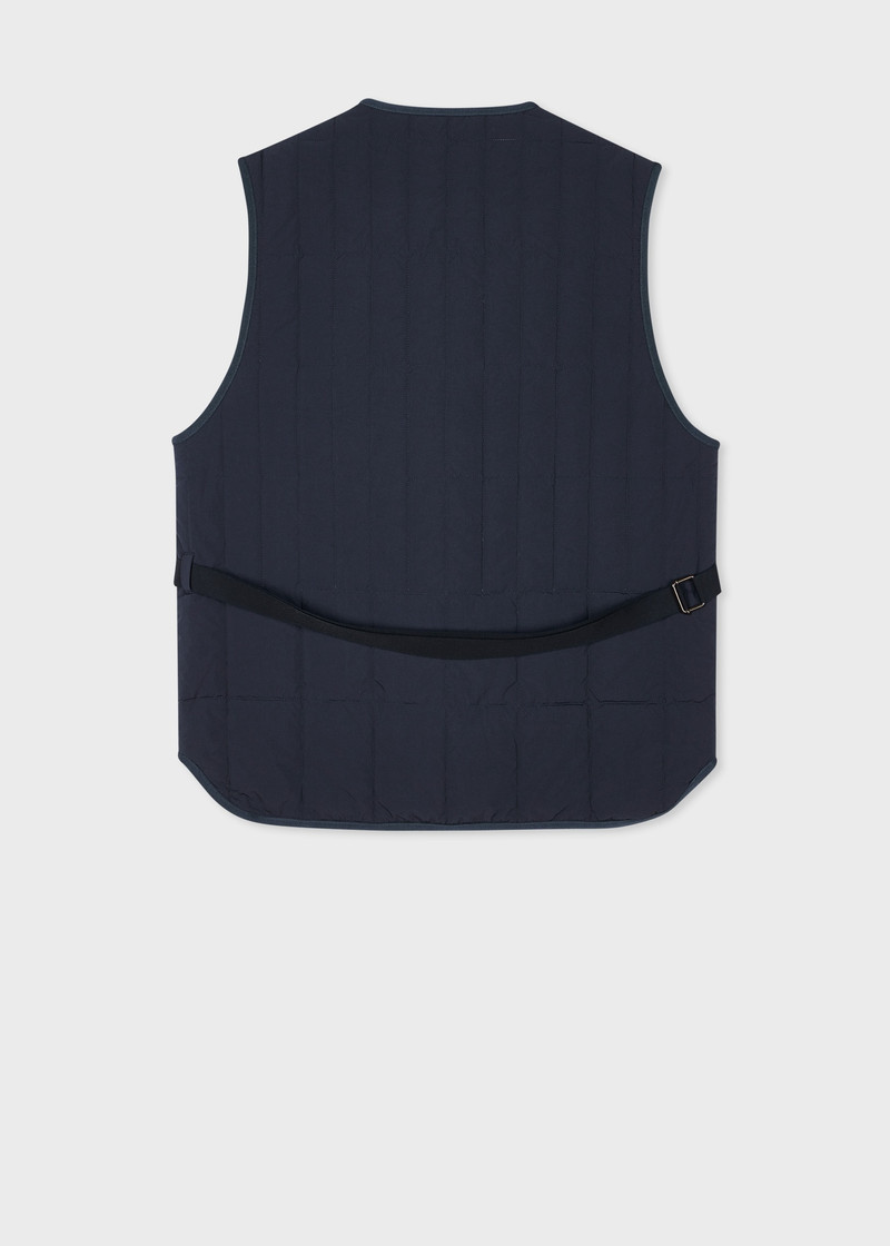 Navy Textured Nylon Quilted Gilet 3