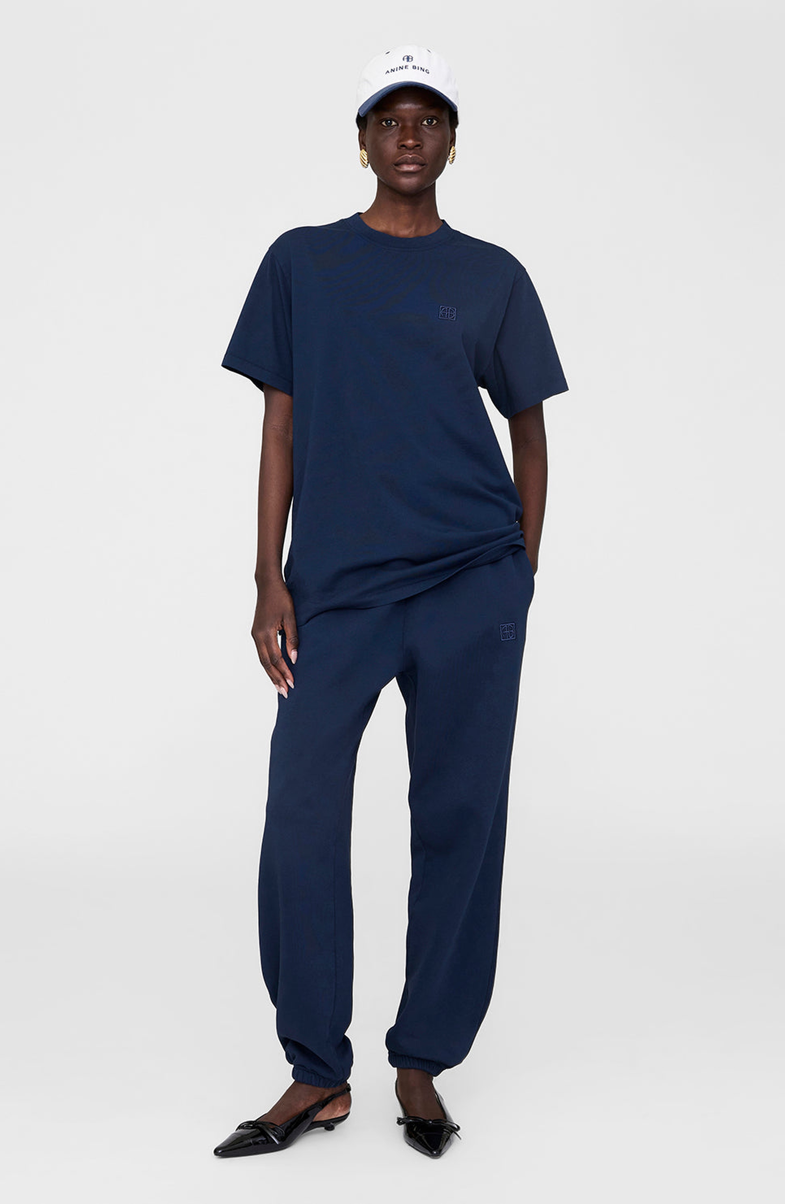 ANINE BING Jeremy Baseball Cap in Ivory /Navy at Nordstrom - 2