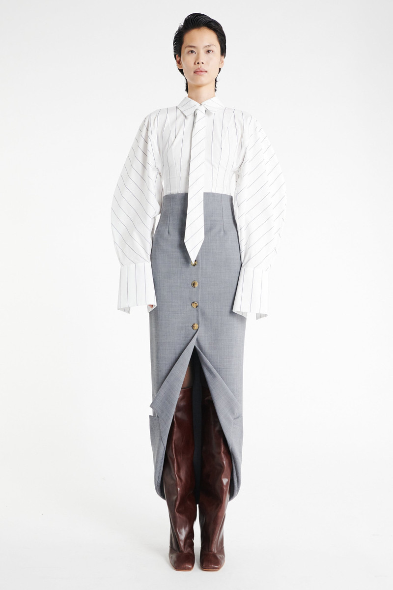TAILORED SKIRT WITH JACKET COLLAR AT HEM GREY MELANGE 2