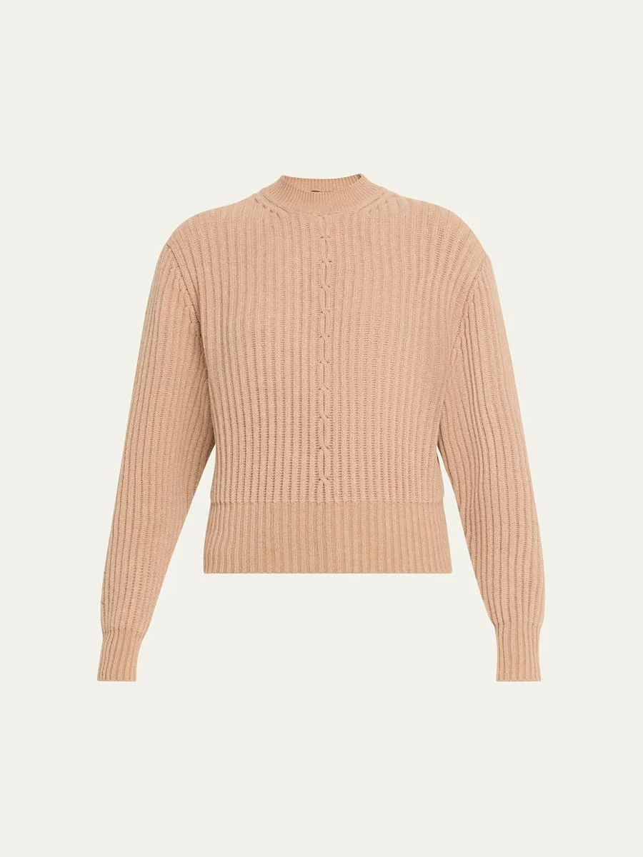 Cashmere Rib Crewneck Sweater - 1